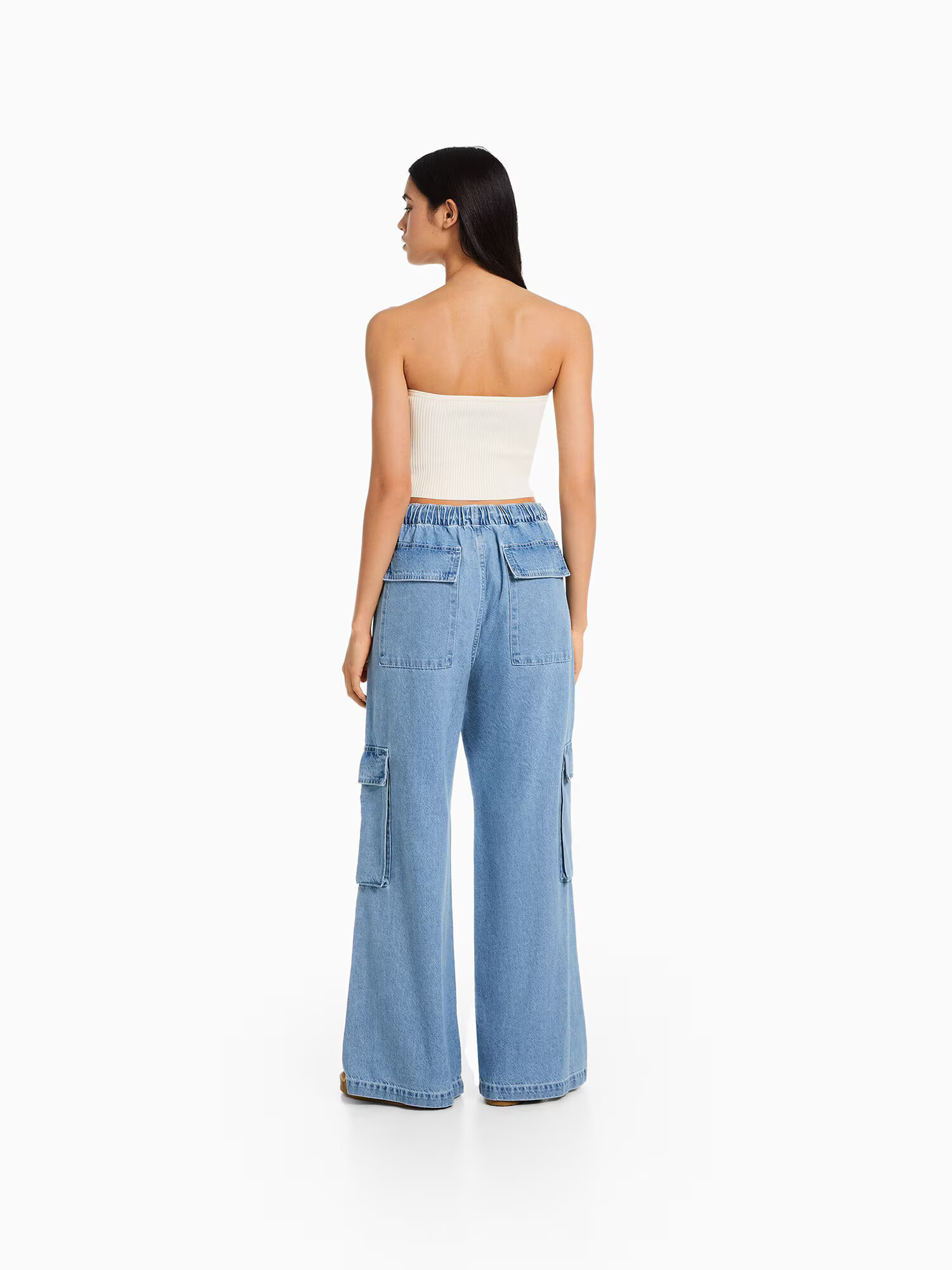 Bershka Pantaloni eleganți albastru denim - Pled.ro