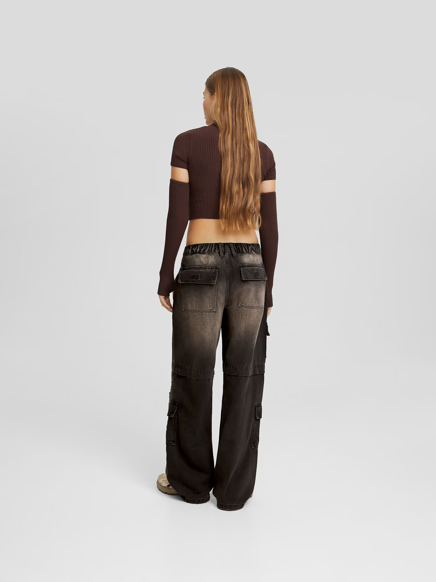 Bershka Pantaloni eleganți negru denim - Pled.ro