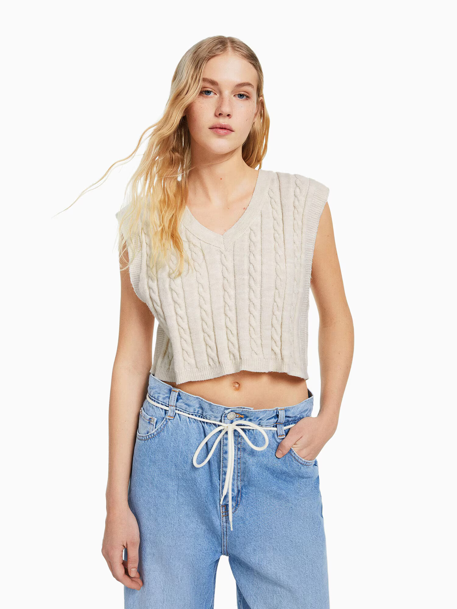 Bershka Pulover ecru - Pled.ro