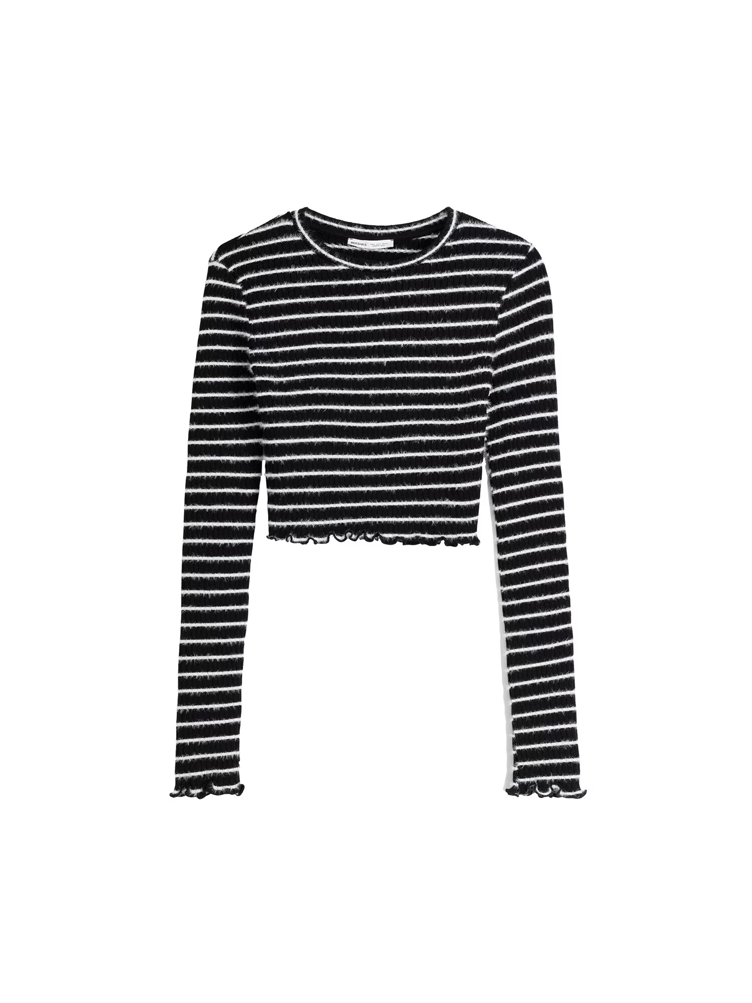 Bershka Pulover negru / alb - Pled.ro