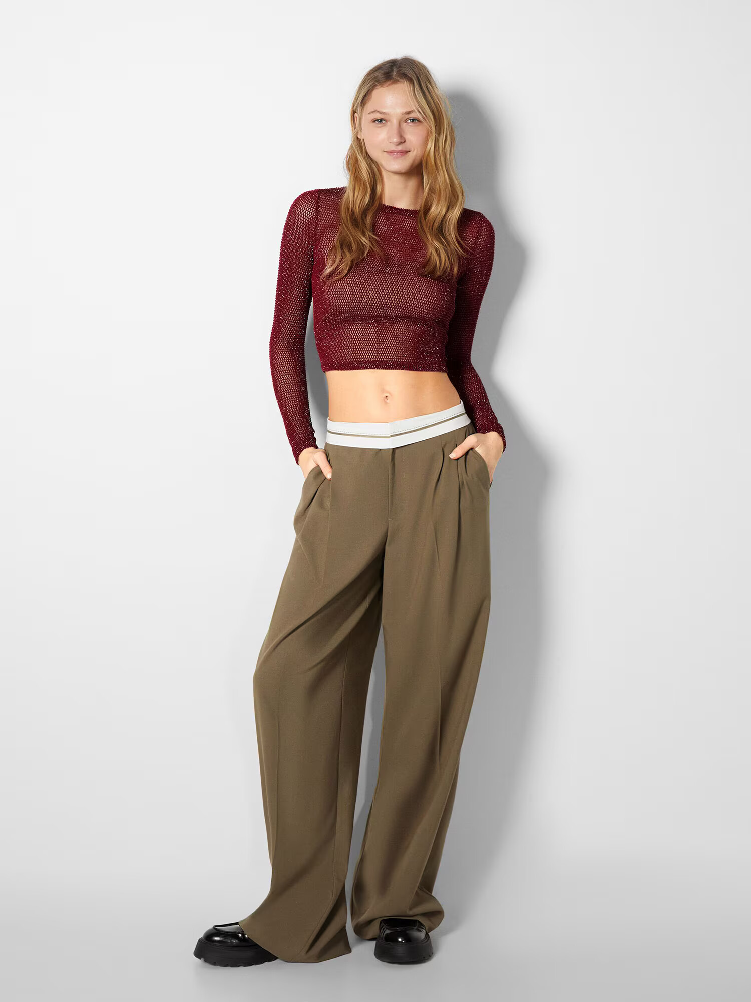 Bershka Pulover roșu burgundy - Pled.ro