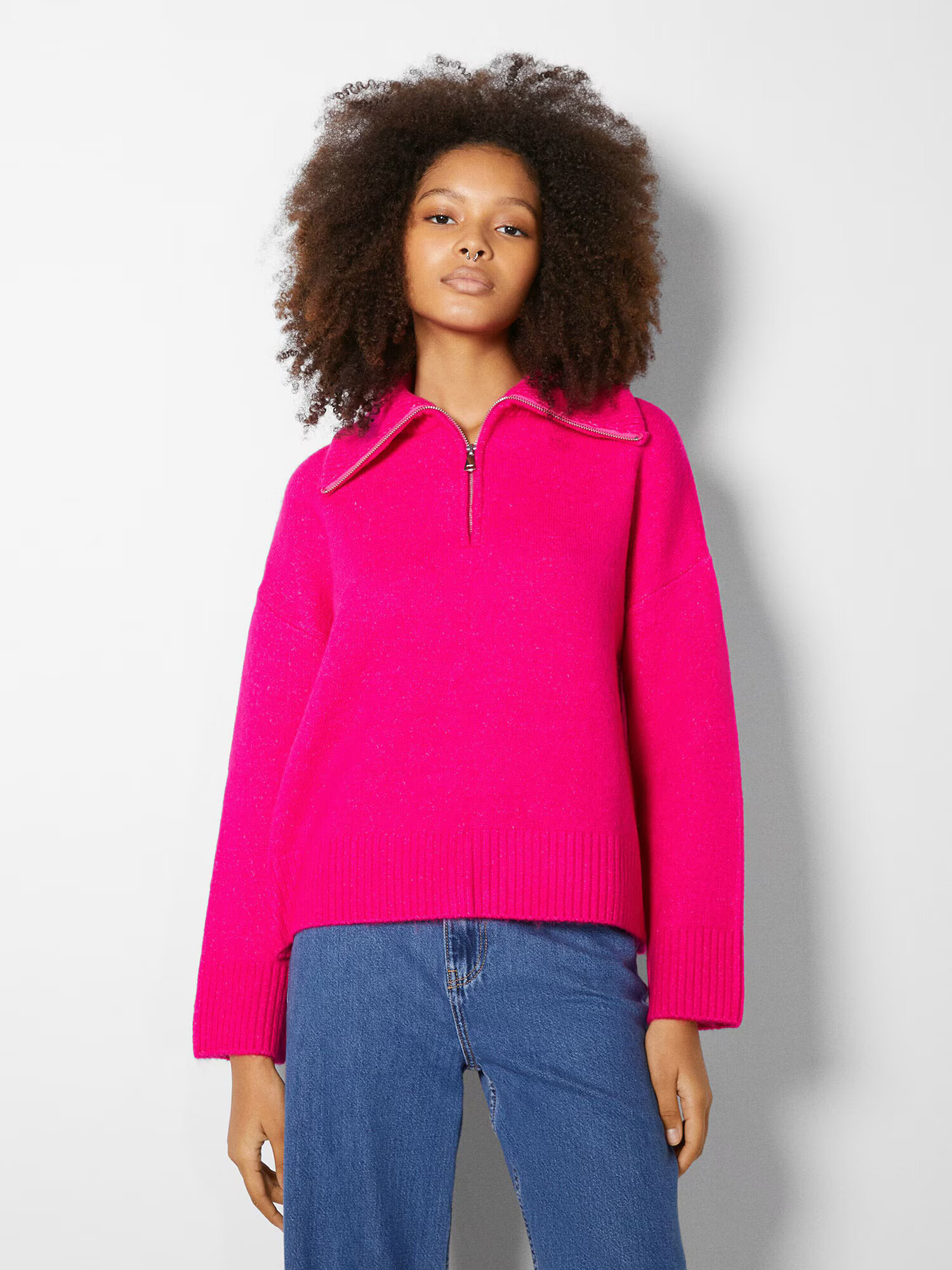 Bershka Pulover roz neon - Pled.ro