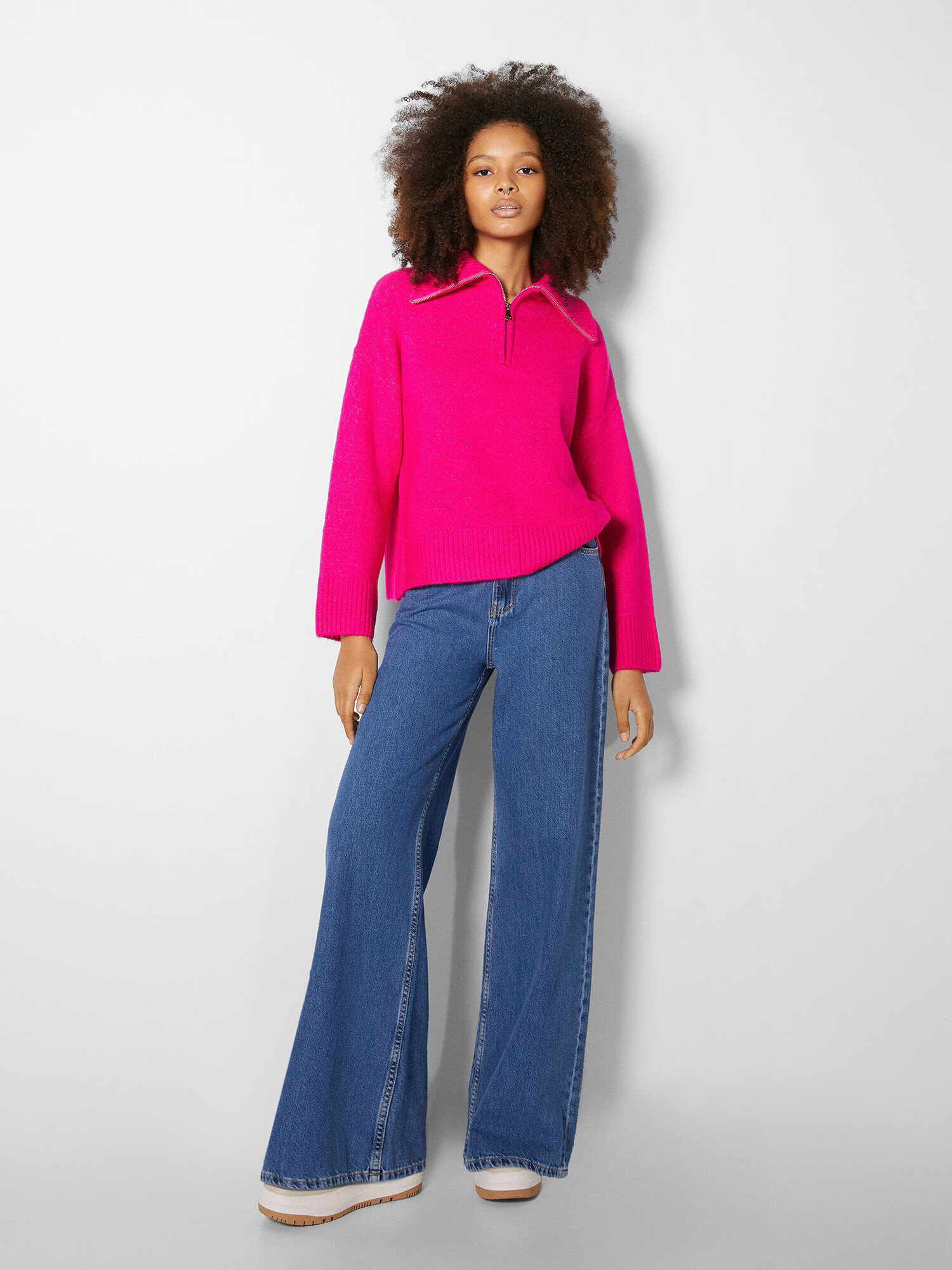 Bershka Pulover roz neon - Pled.ro