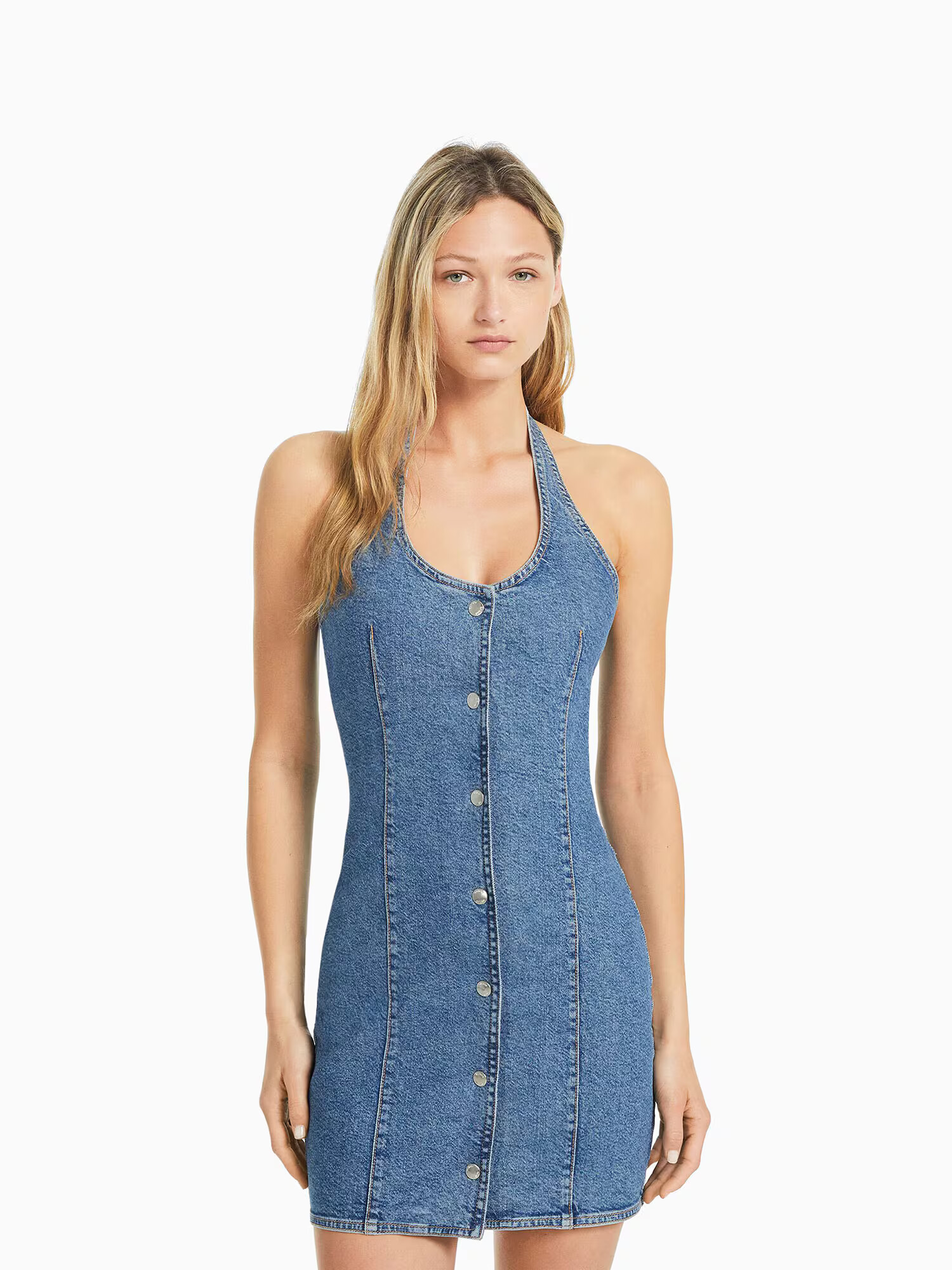 Bershka Rochie albastru denim - Pled.ro