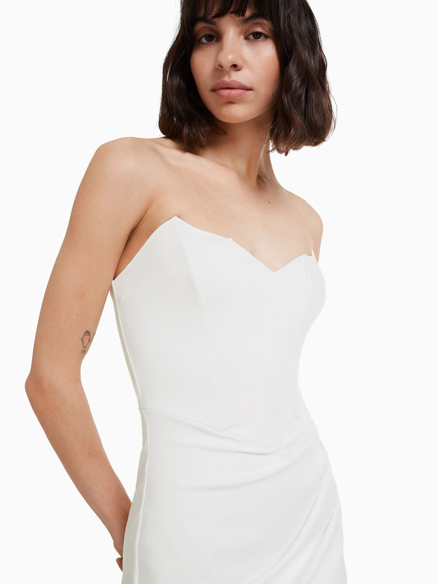 Bershka Rochie de cocktail alb murdar - Pled.ro