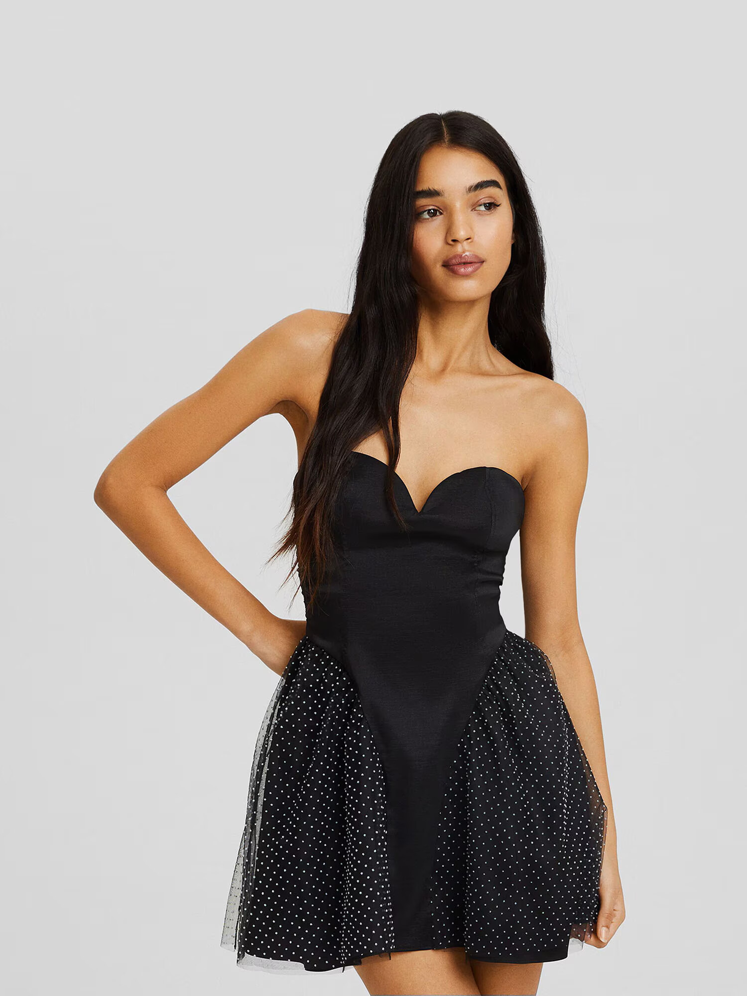 Bershka Rochie de cocktail negru / argintiu - Pled.ro