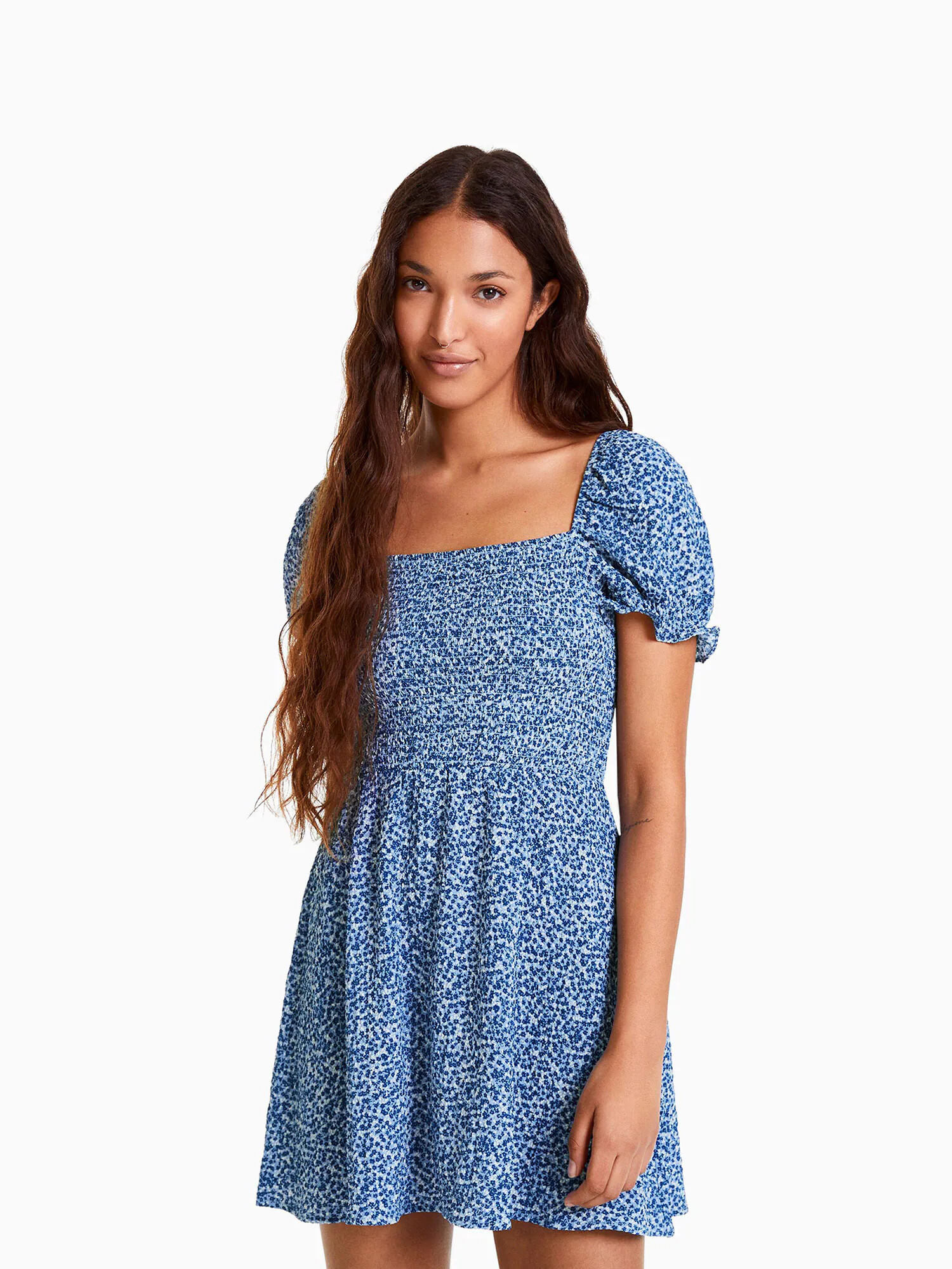 Bershka Rochie de vară albastru deschis / albastru închis / alb - Pled.ro