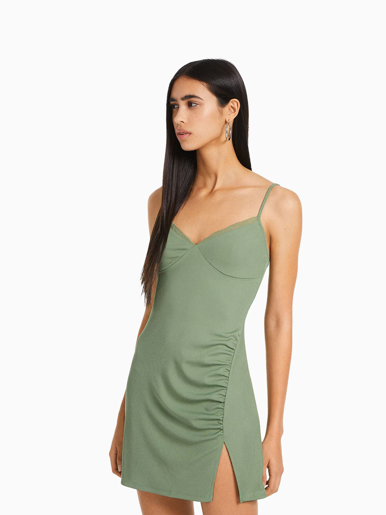 Bershka Rochie oliv - Pled.ro