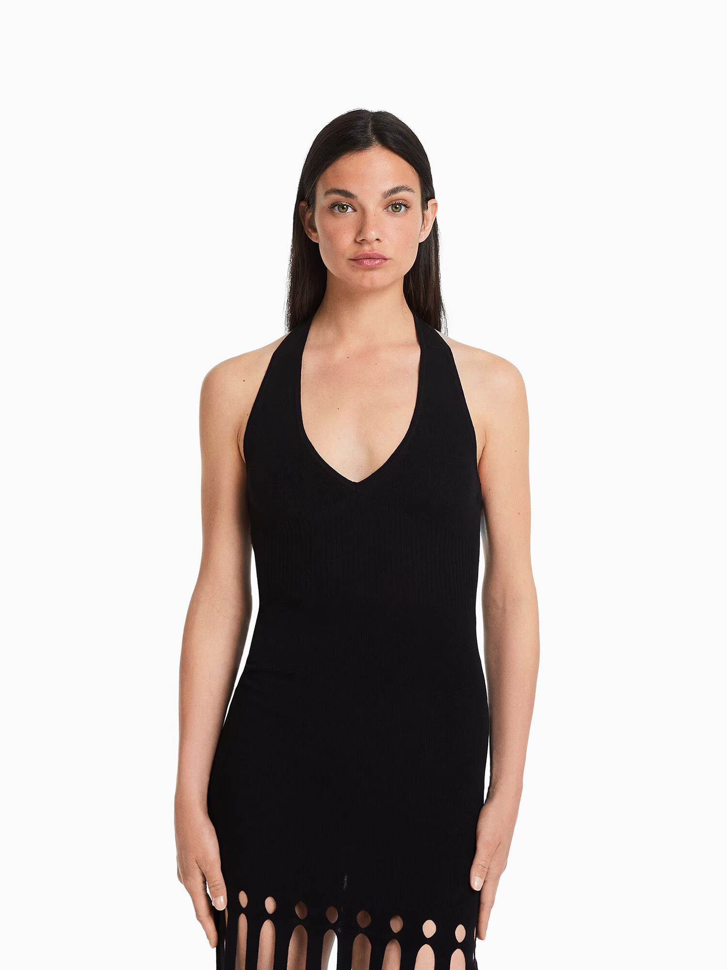 Bershka Rochie tricotat negru - Pled.ro