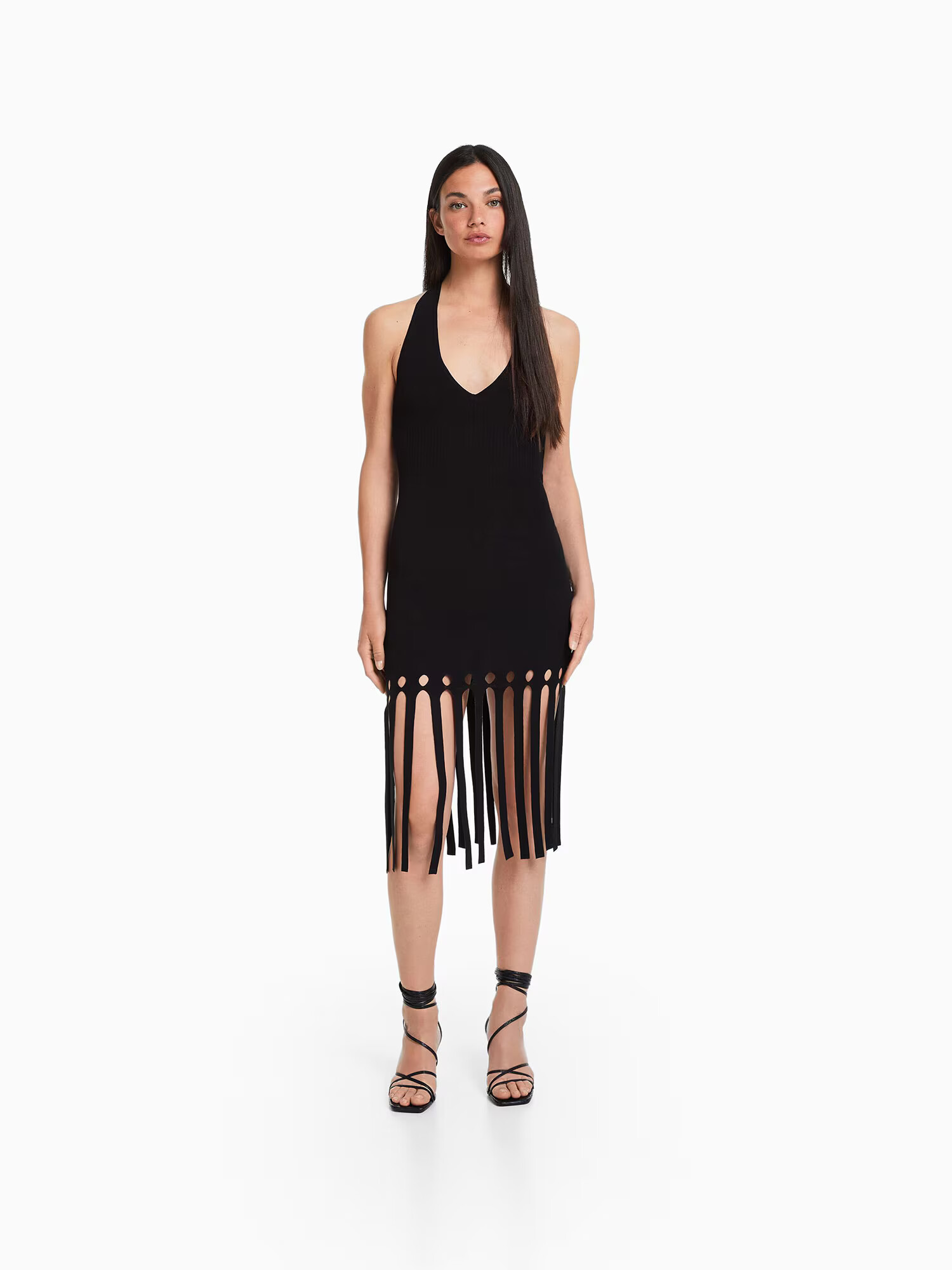 Bershka Rochie tricotat negru - Pled.ro