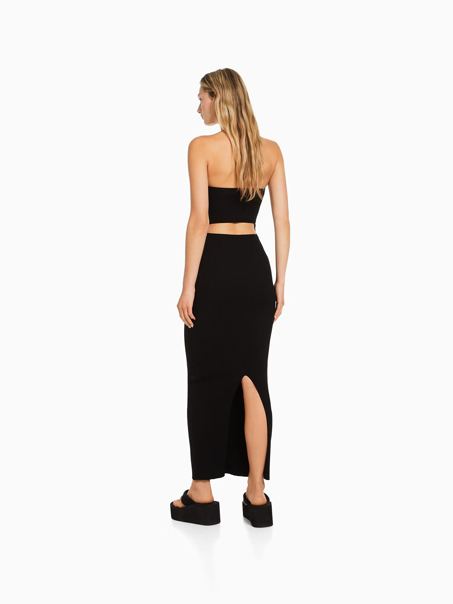 Bershka Rochie tricotat negru - Pled.ro