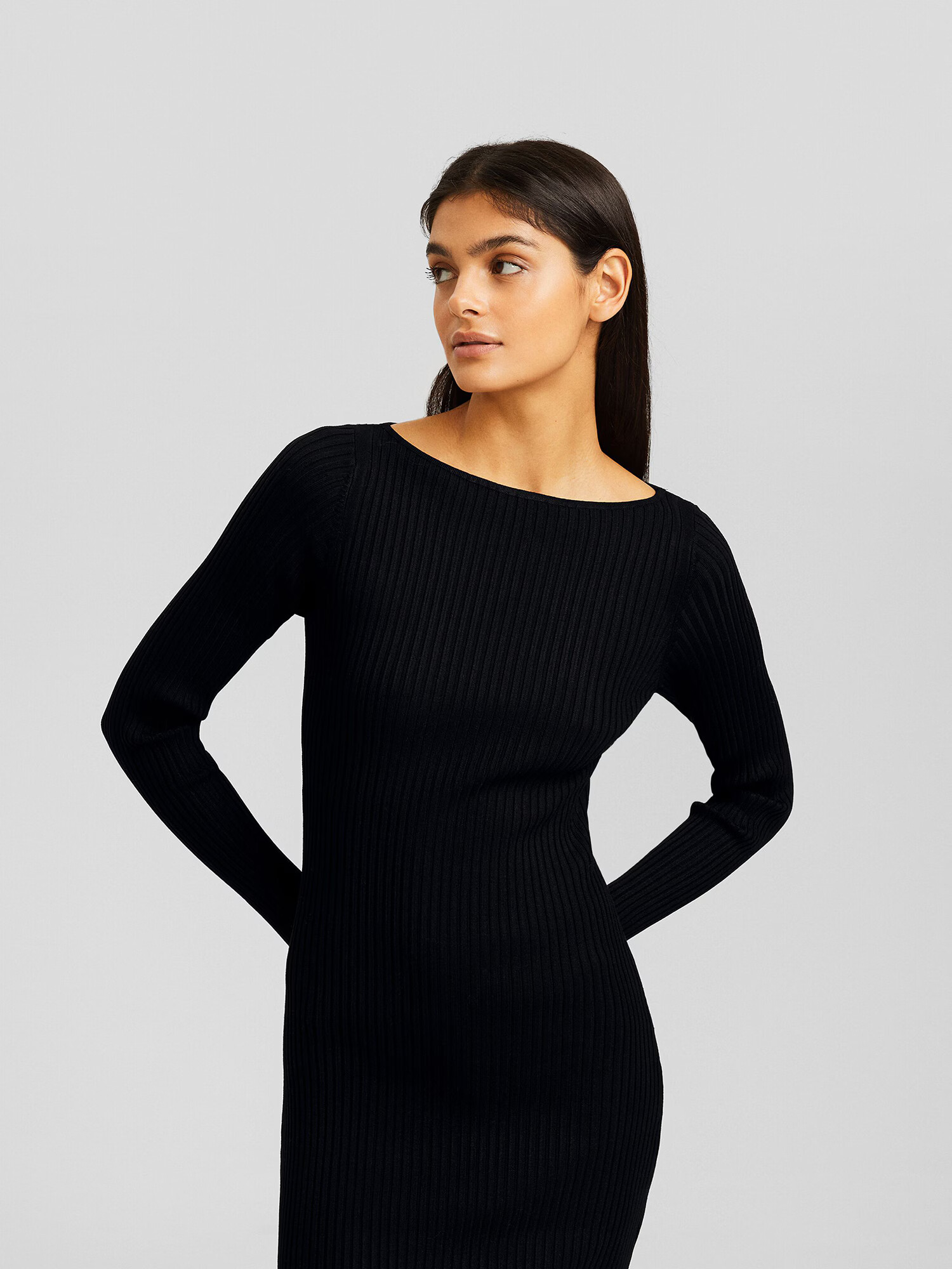 Bershka Rochie tricotat negru - Pled.ro