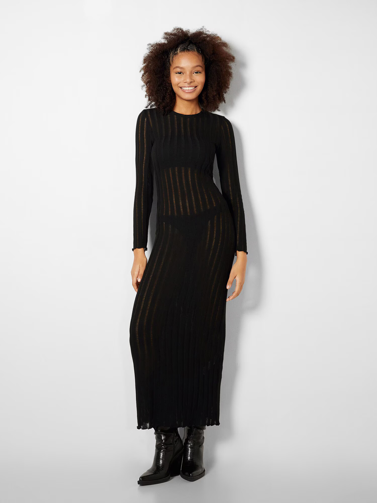 Bershka Rochie tricotat negru - Pled.ro