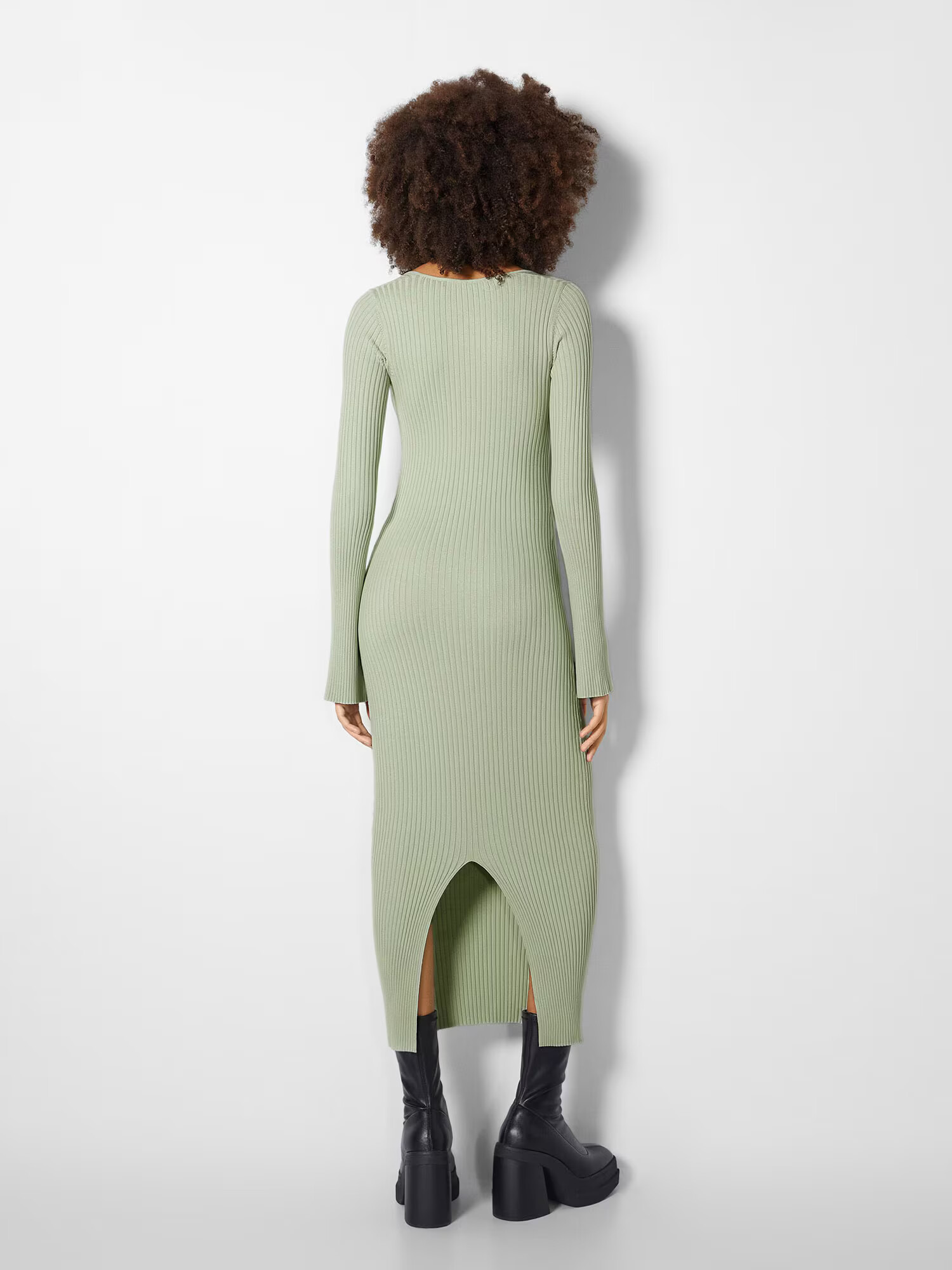 Bershka Rochie tricotat verde iarbă - Pled.ro