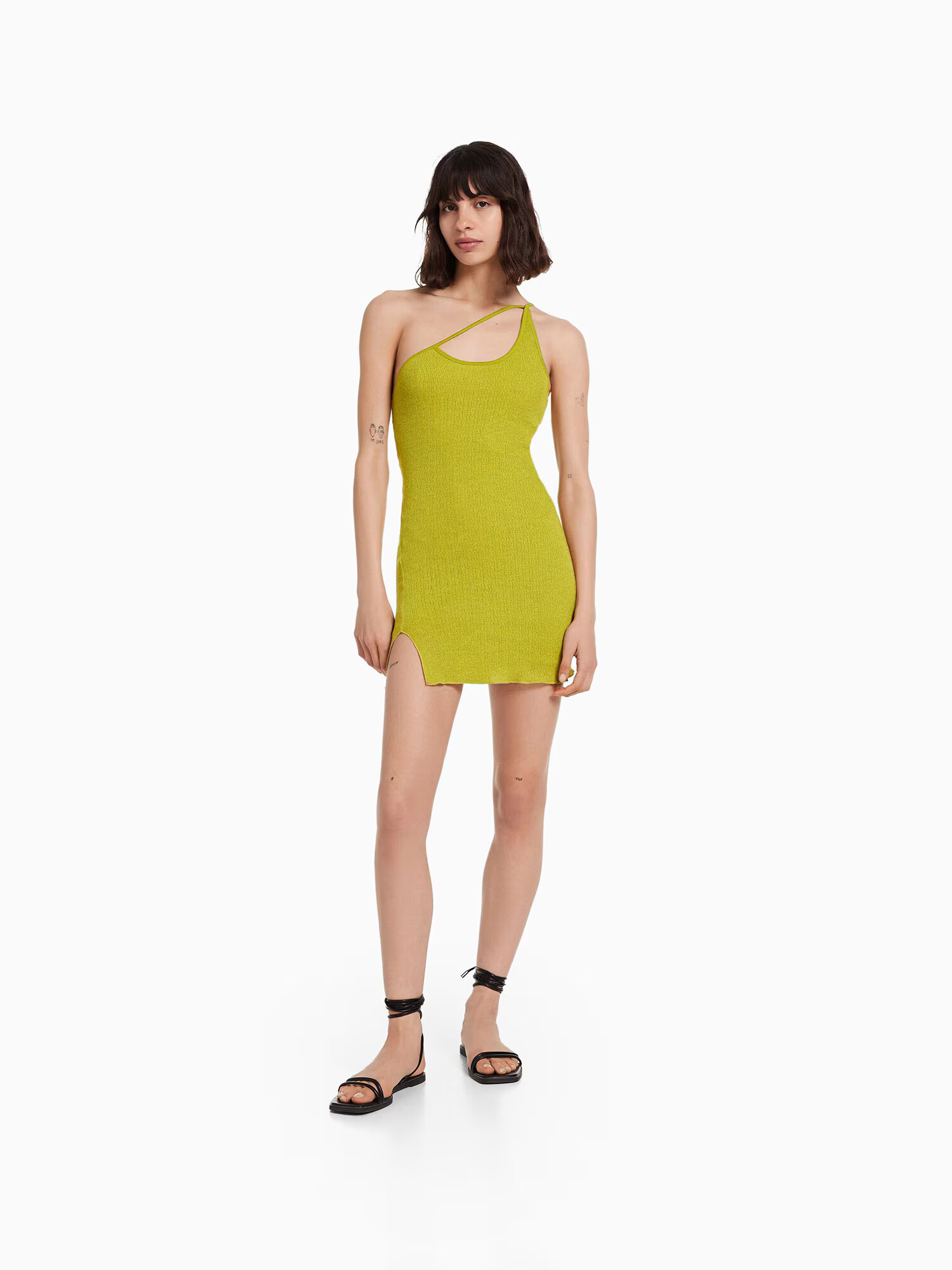 Bershka Rochie tricotat verde stuf - Pled.ro