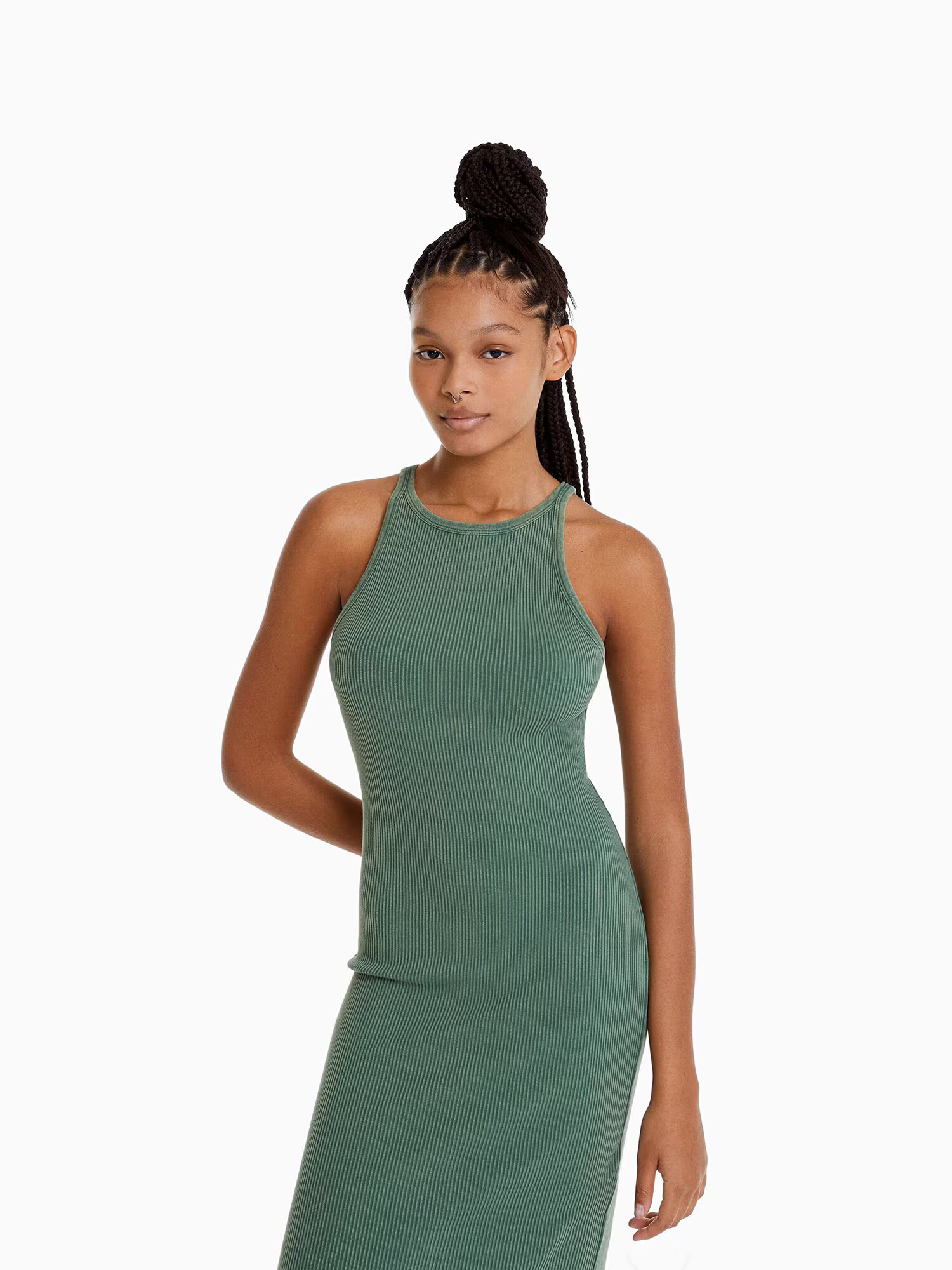 Bershka Rochie verde închis - Pled.ro