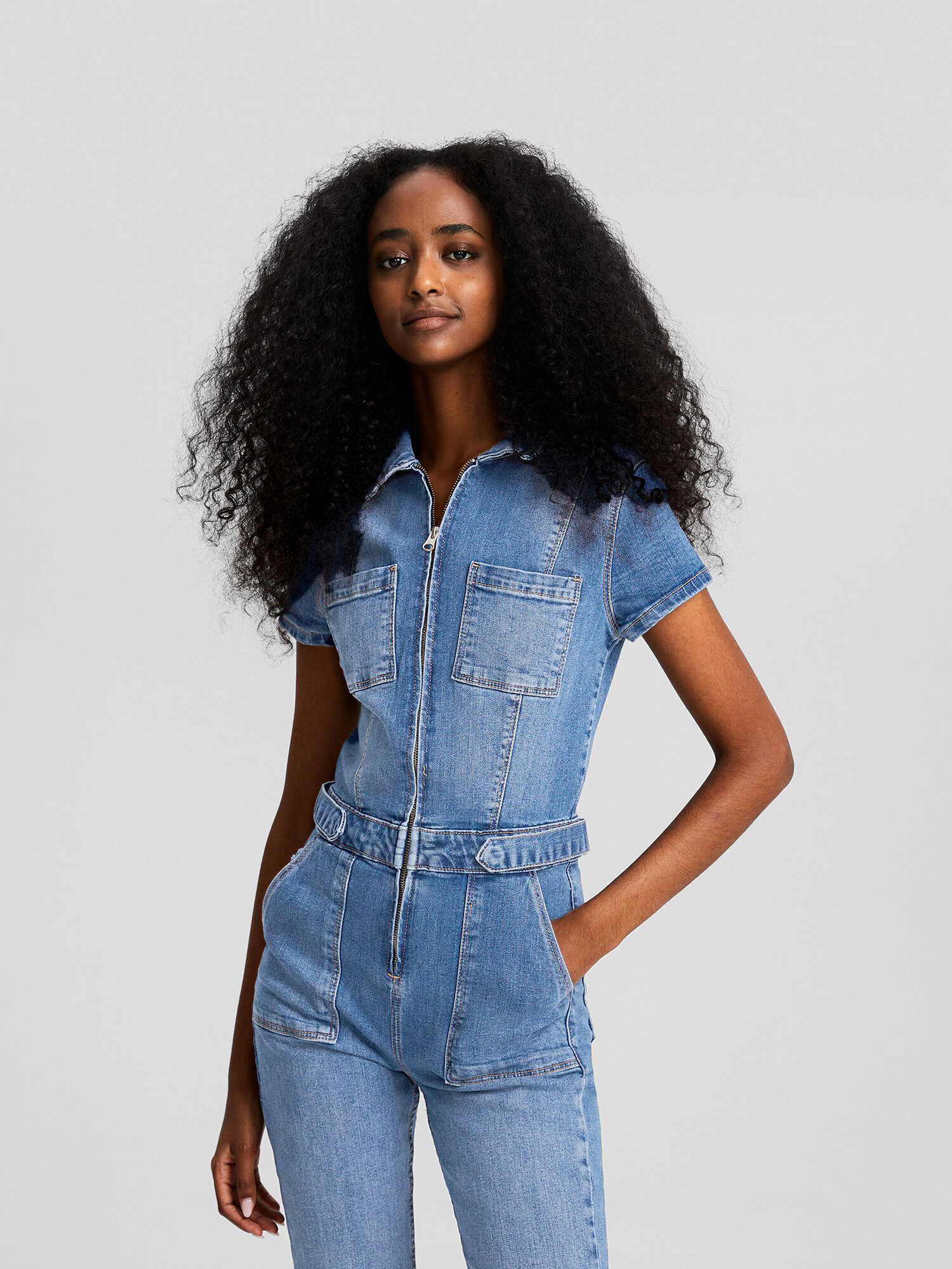 Bershka Salopeta albastru denim - Pled.ro