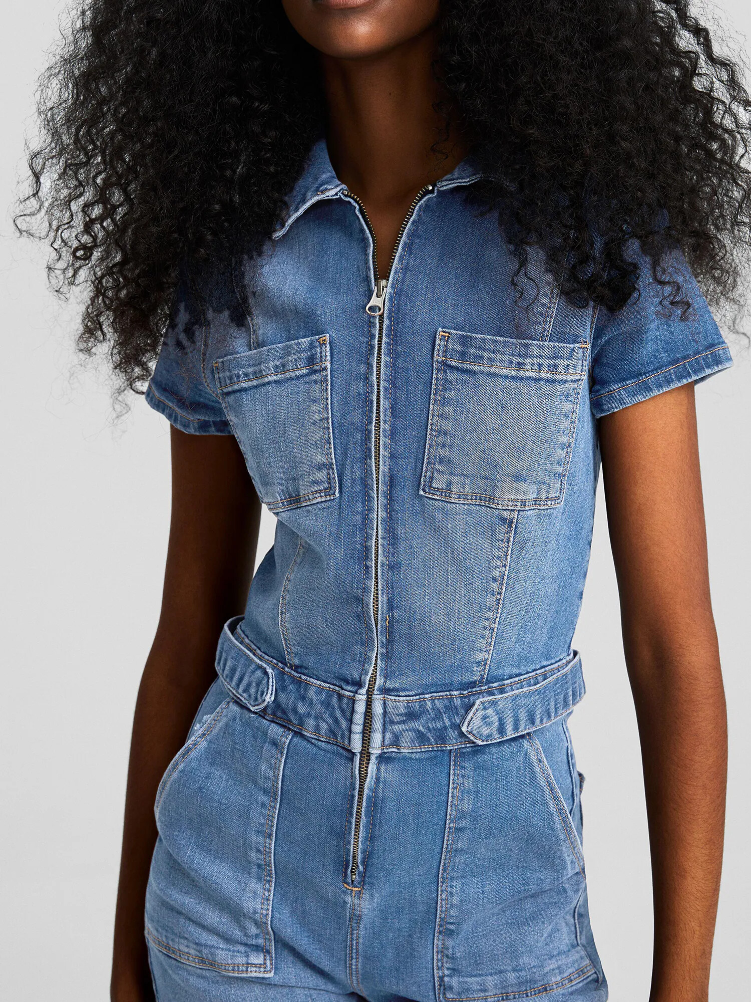 Bershka Salopeta albastru denim - Pled.ro