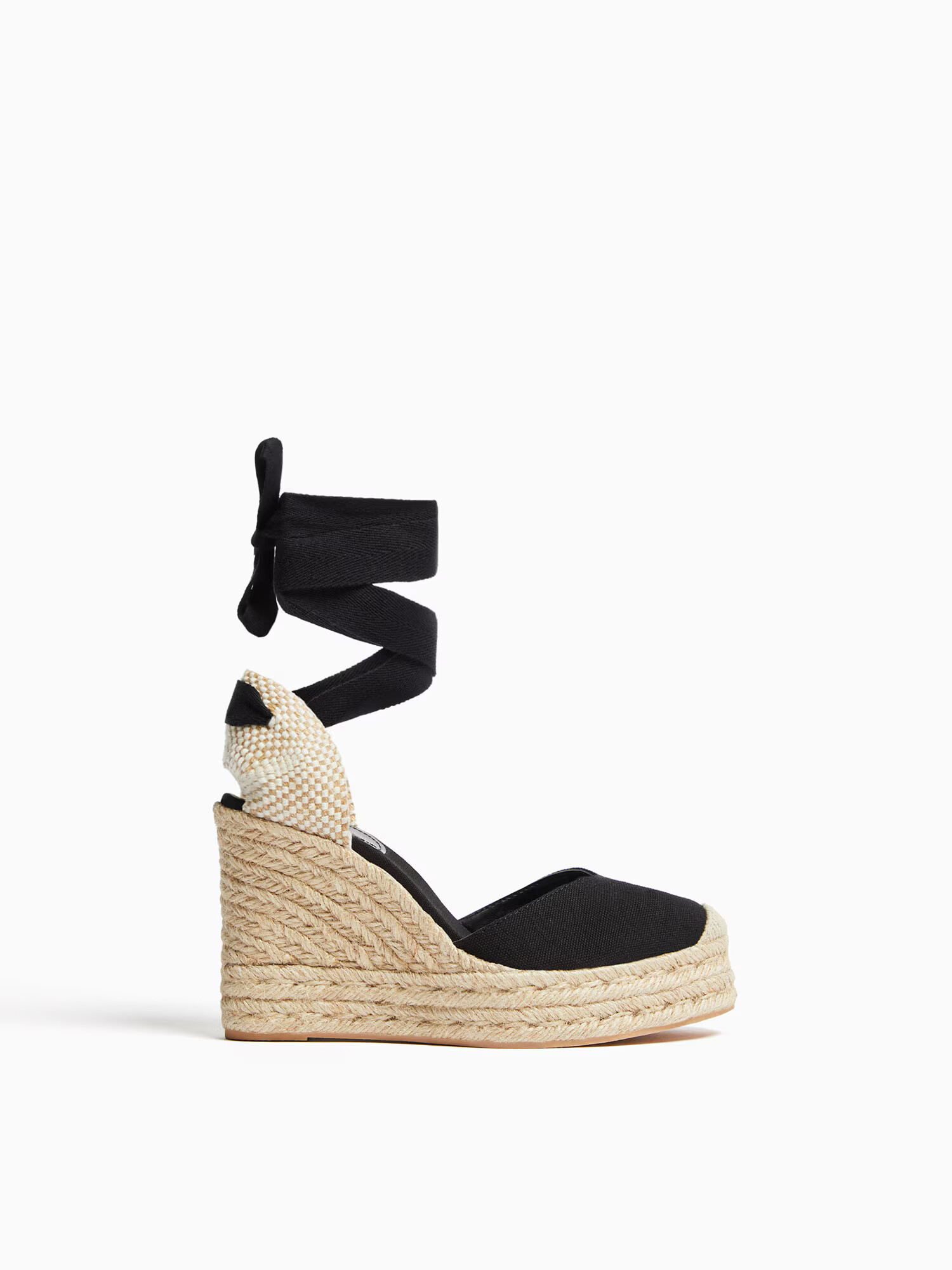 Bershka Sandale bej / negru - Pled.ro