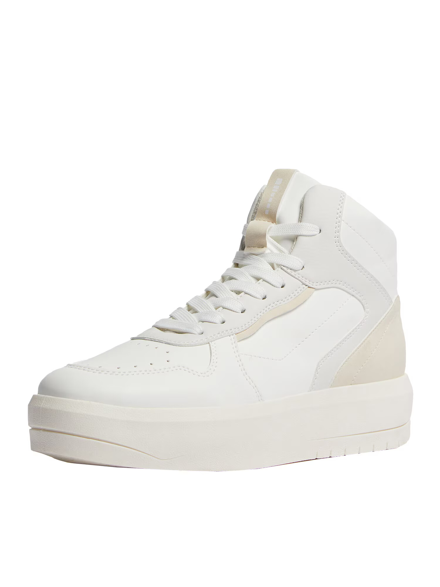 Bershka Sneaker înalt alb kitt / alb - Pled.ro