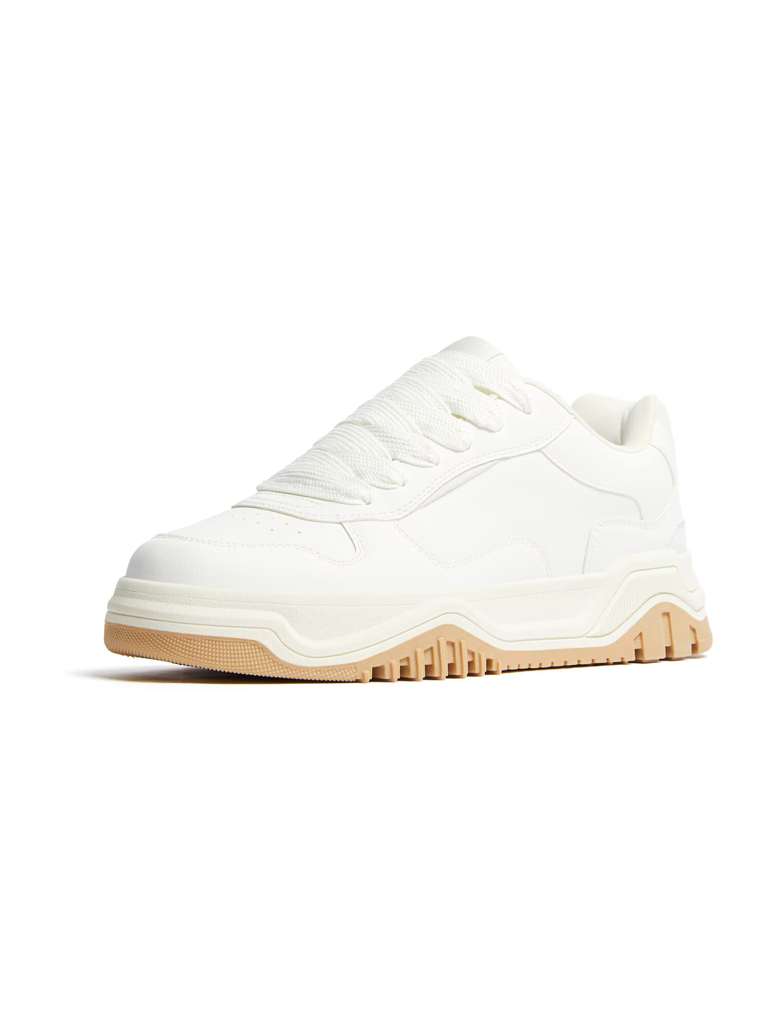 Bershka Sneaker low alb natural - Pled.ro