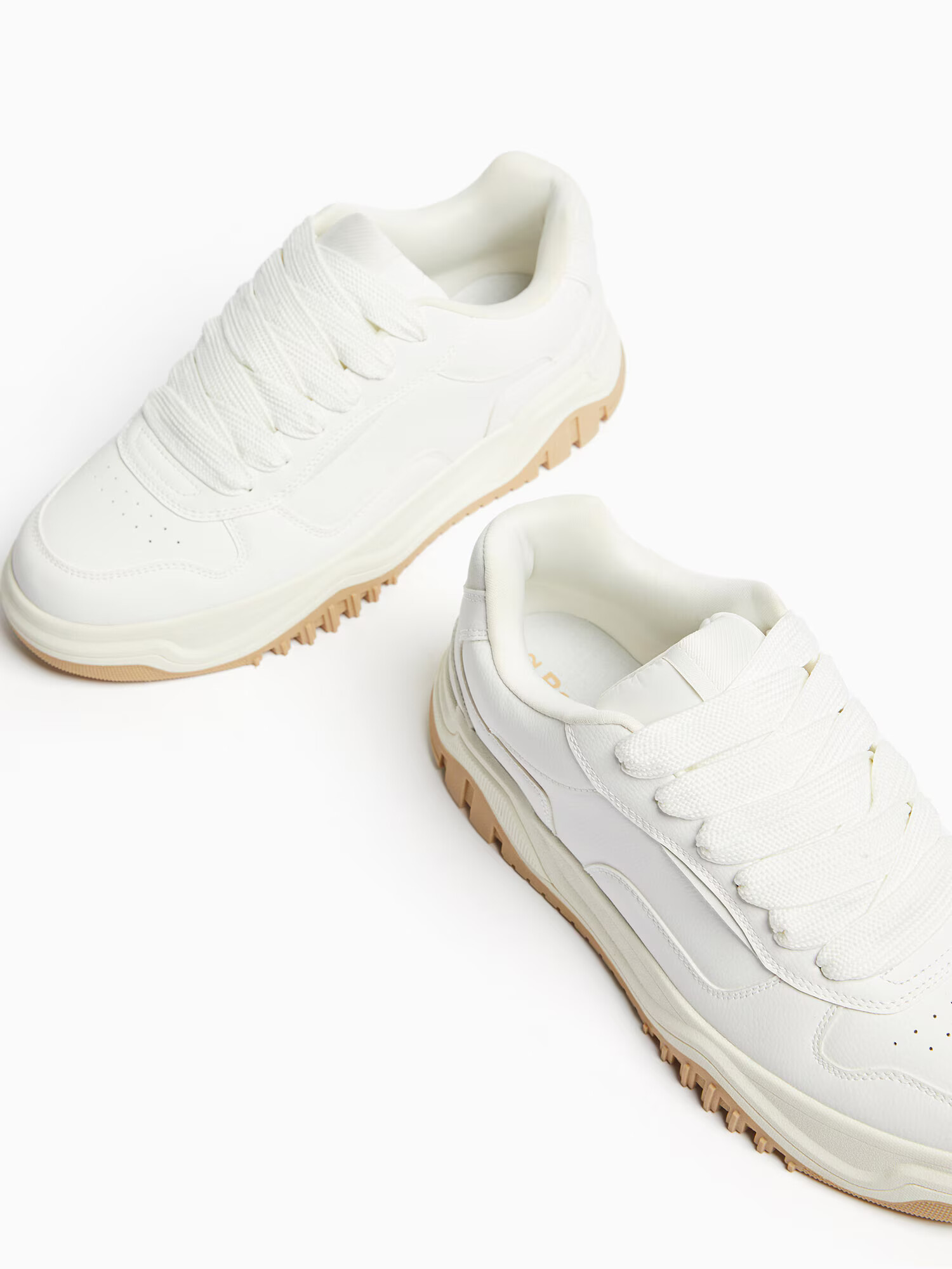 Bershka Sneaker low alb natural - Pled.ro