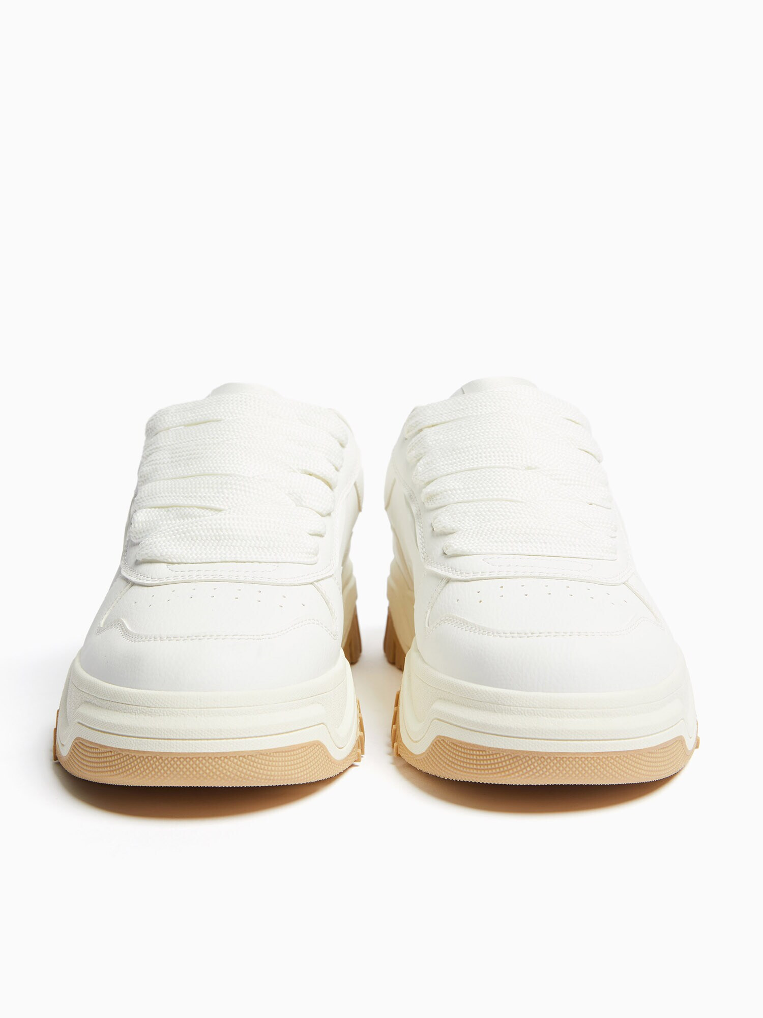 Bershka Sneaker low alb natural - Pled.ro