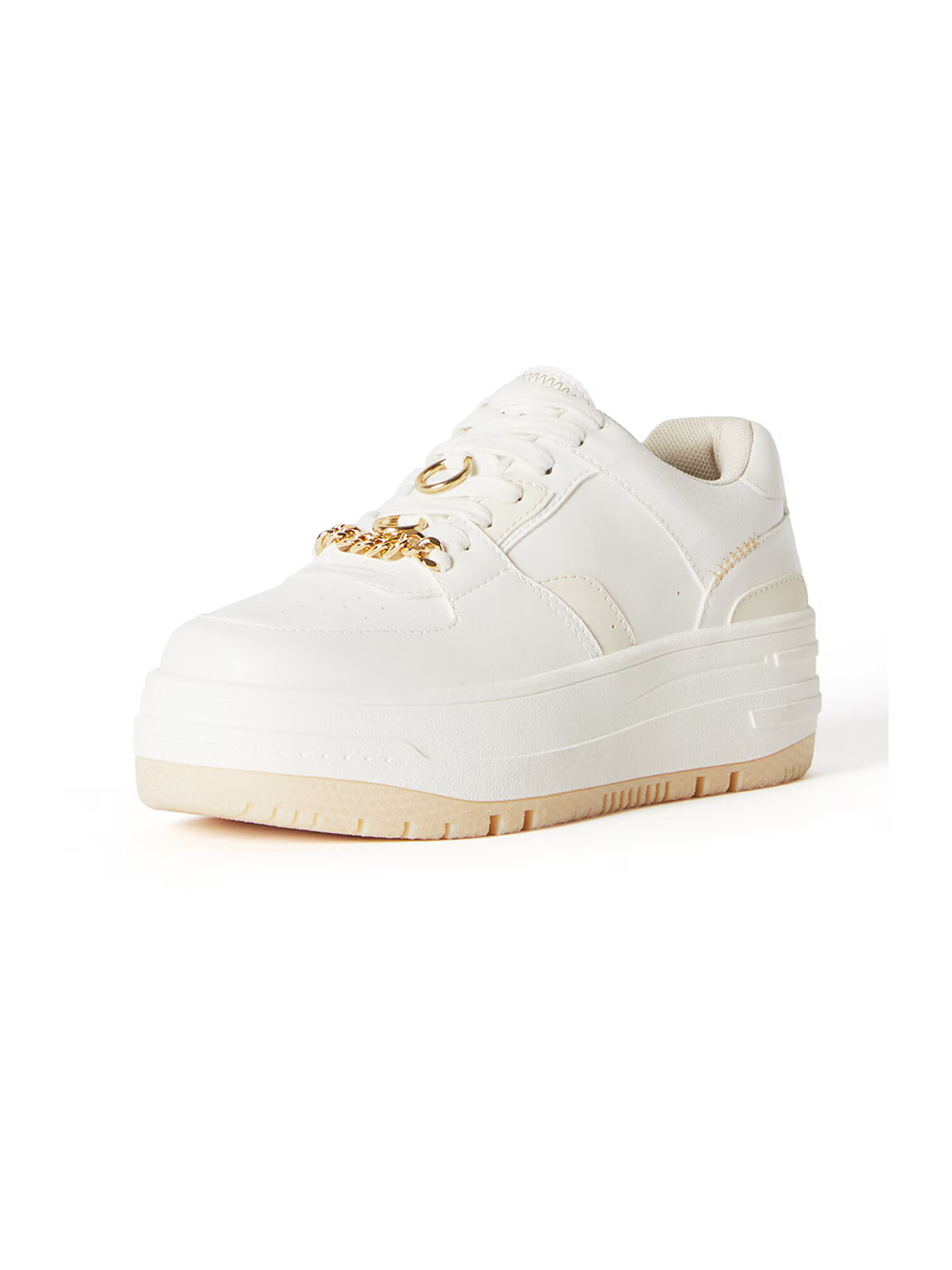 Bershka Sneaker low auriu / alb - Pled.ro