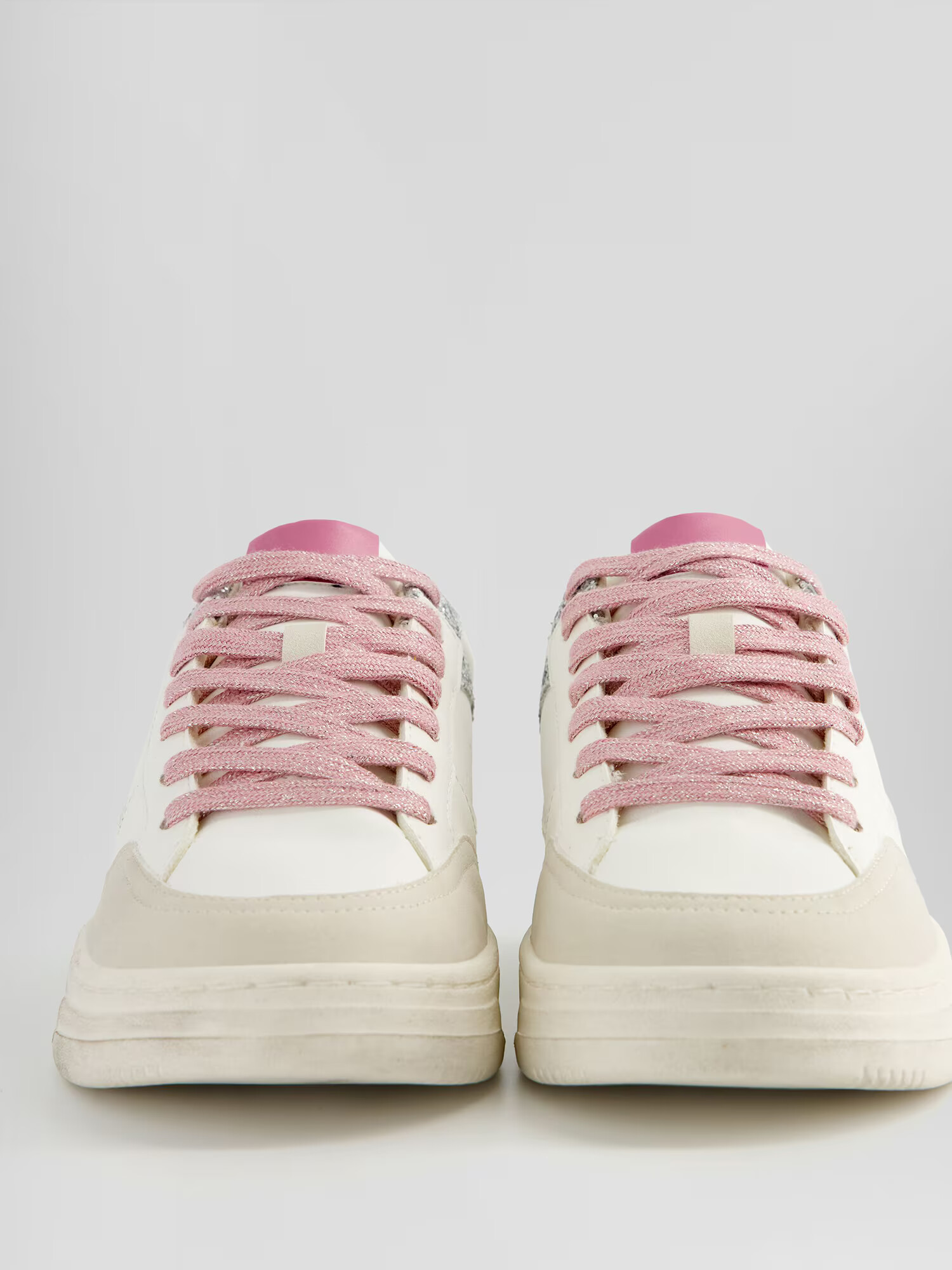 Bershka Sneaker low bej / albastru deschis / roz / alb - Pled.ro