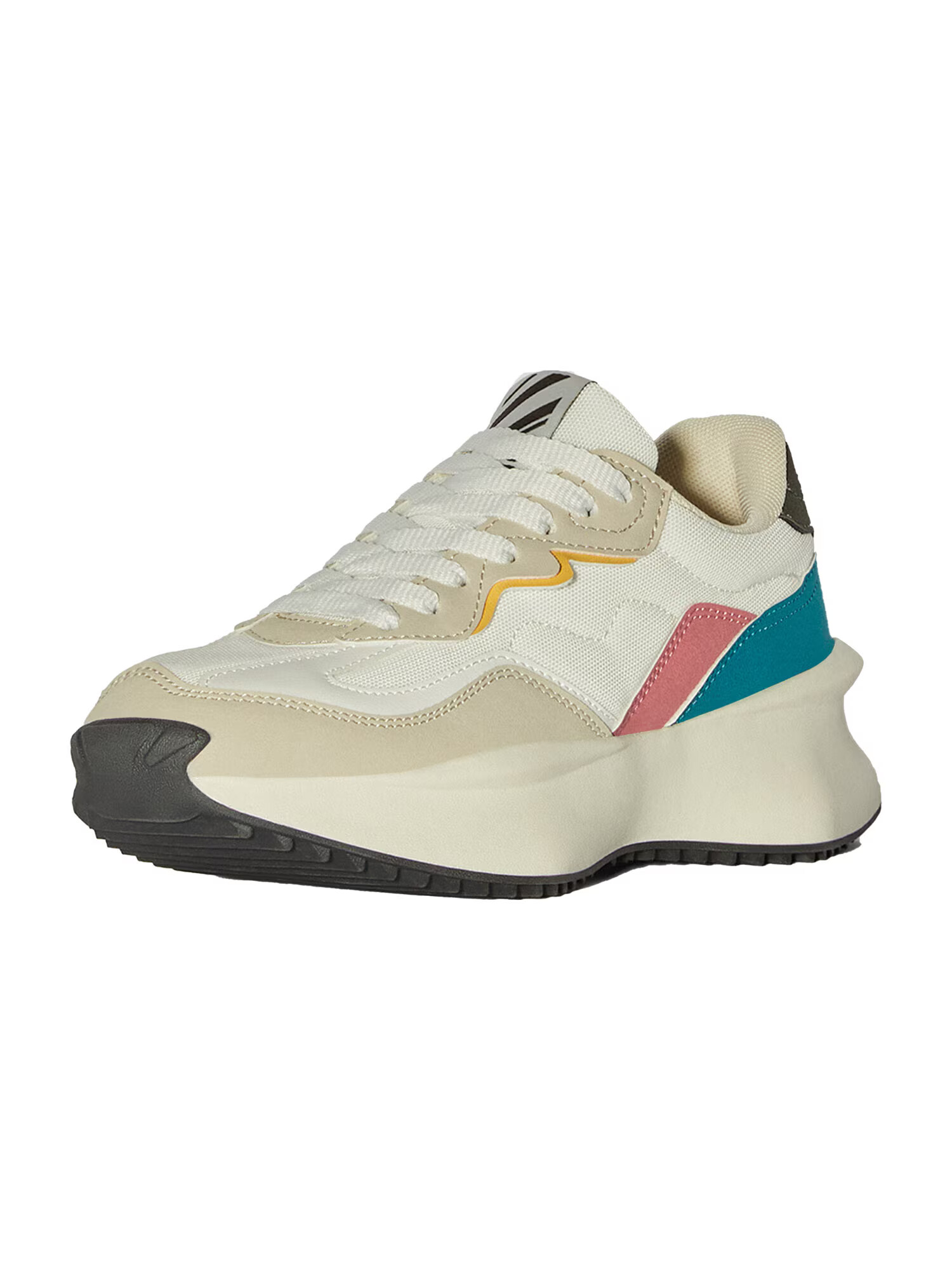 Bershka Sneaker low bej deschis / albastru pastel / roz / alb - Pled.ro