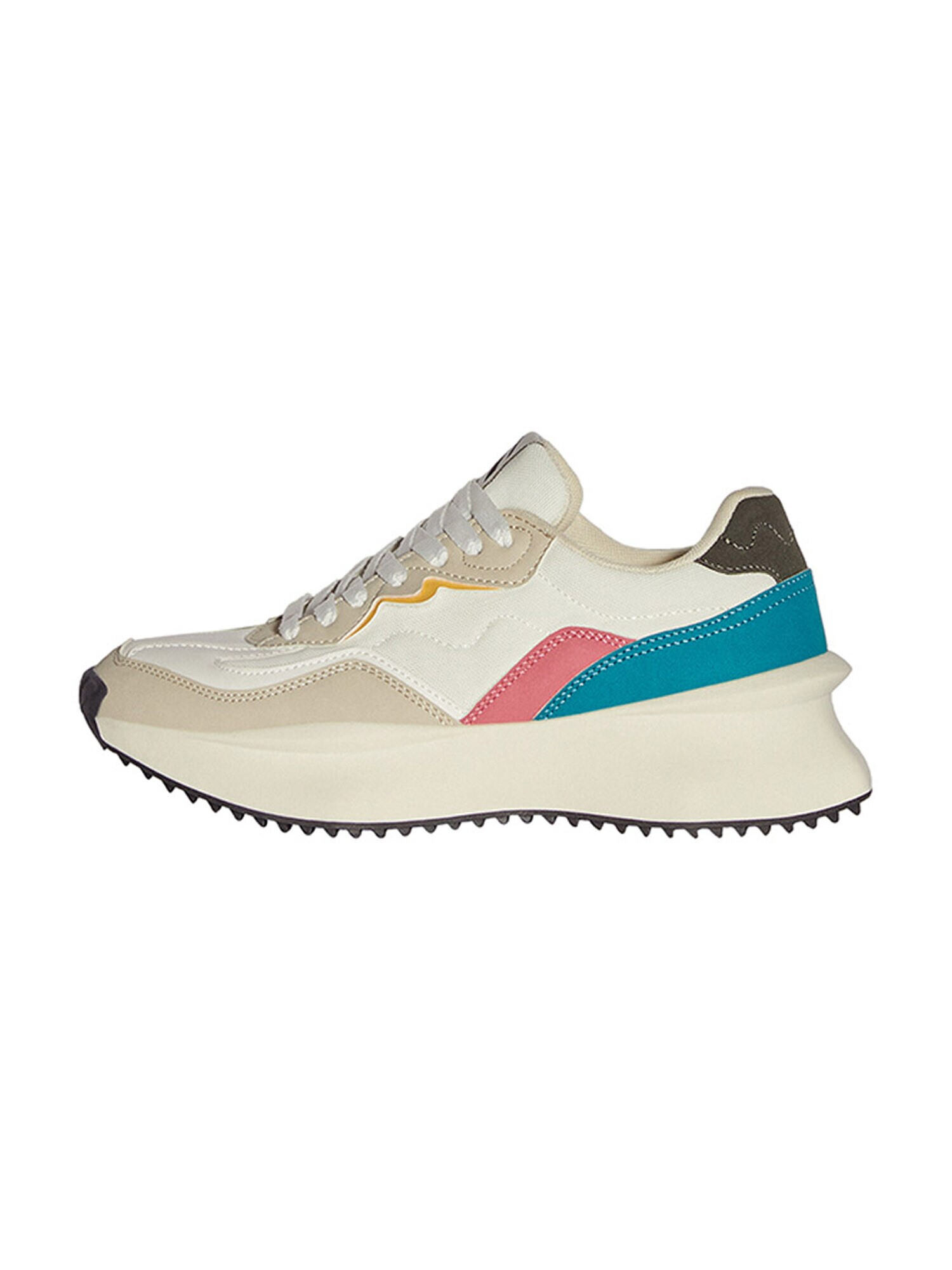 Bershka Sneaker low bej deschis / albastru pastel / roz / alb - Pled.ro