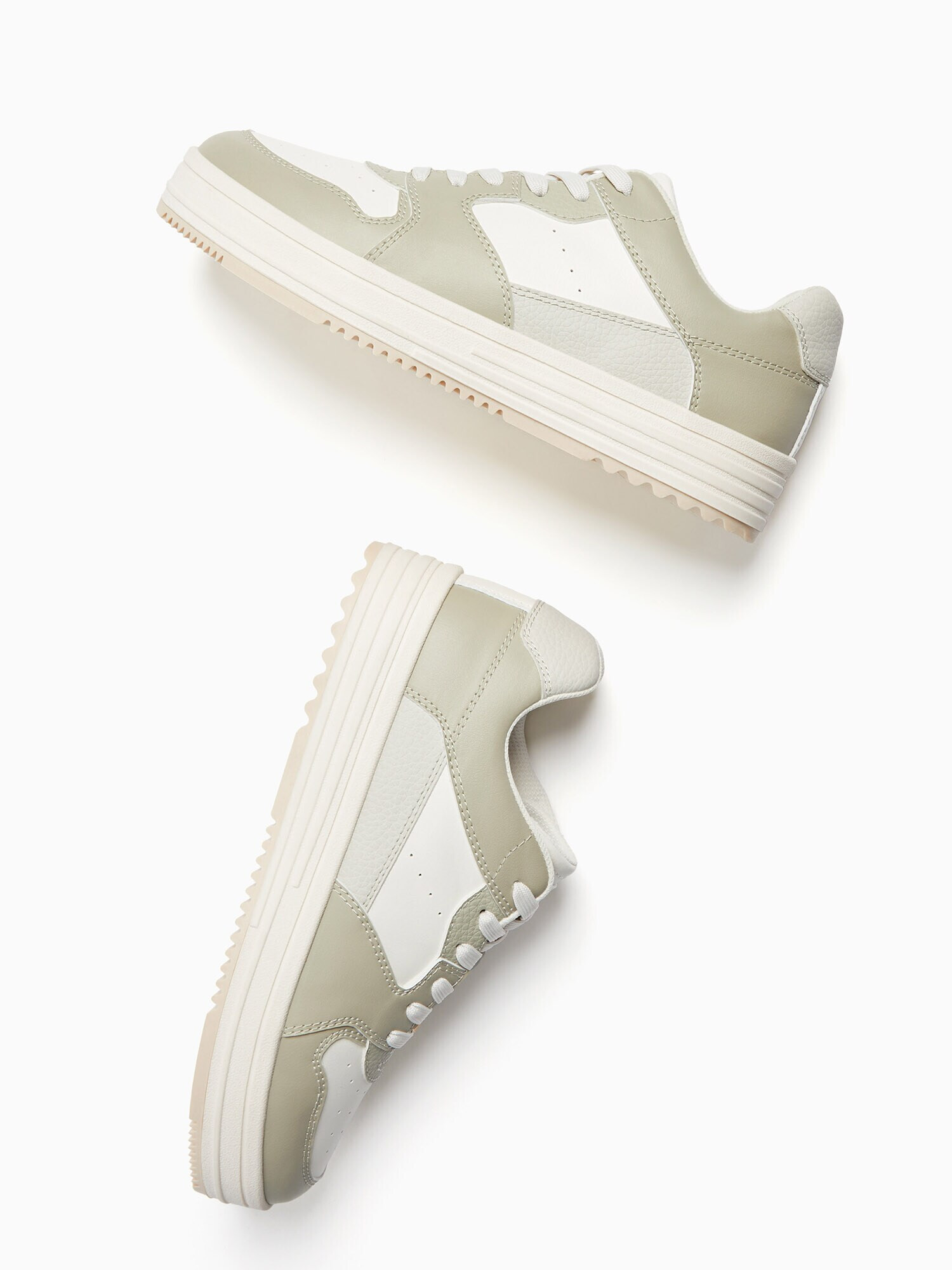 Bershka Sneaker low crem / gri / kaki - Pled.ro