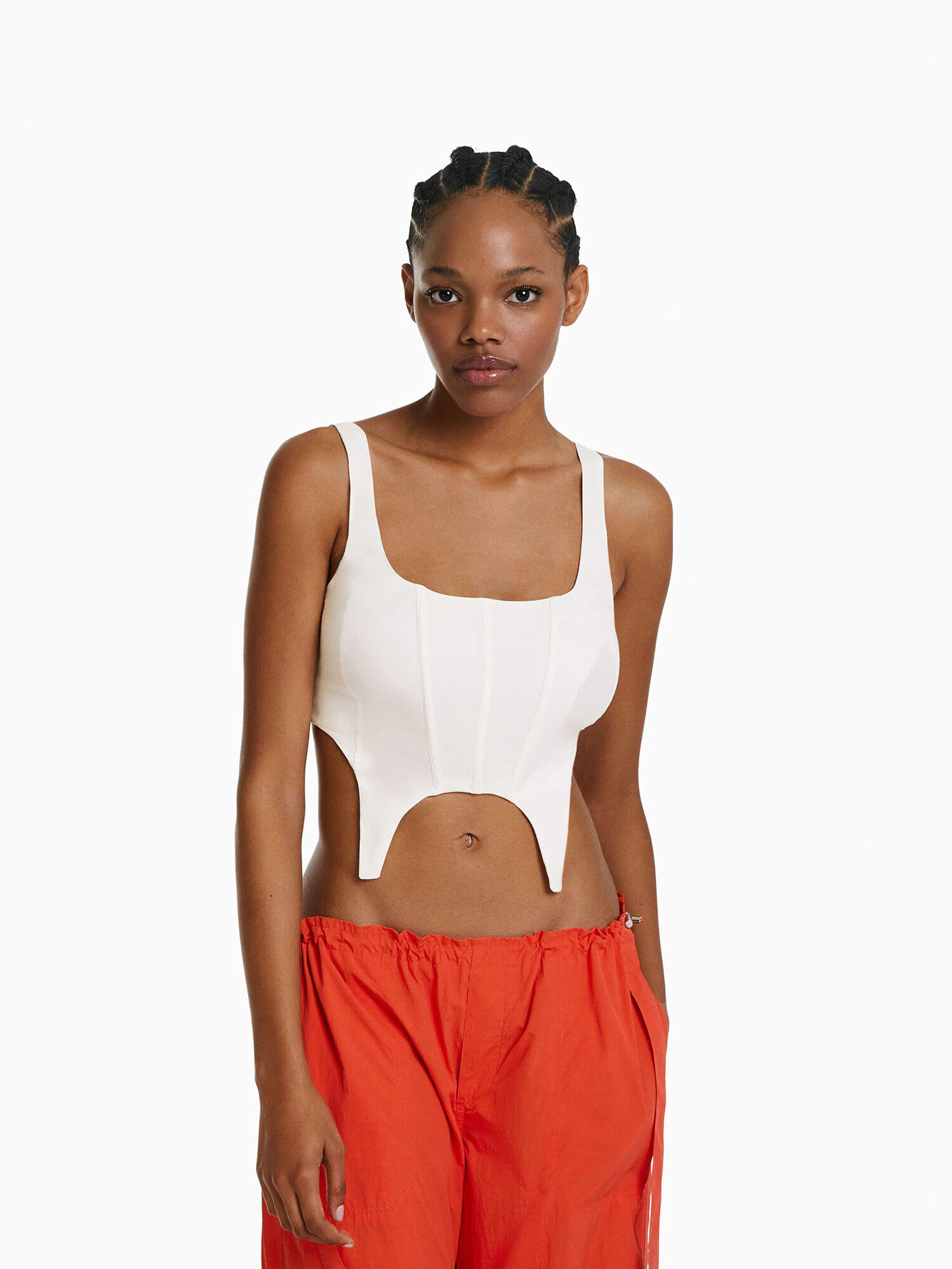 Bershka Top alb - Pled.ro