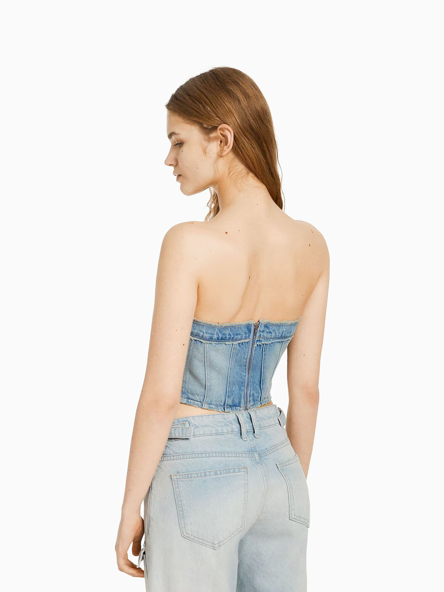 Bershka Top albastru denim - Pled.ro