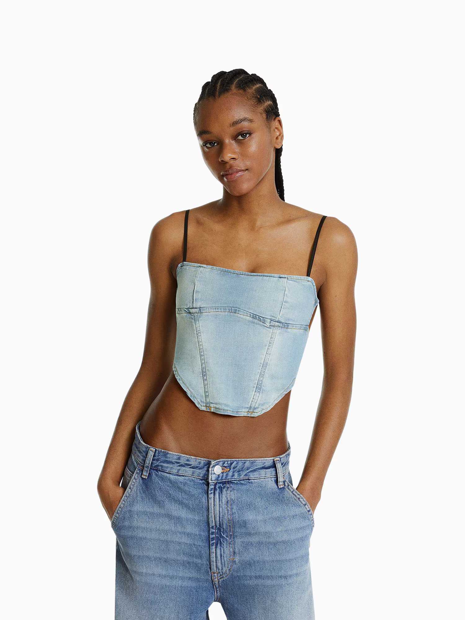 Bershka Top albastru deschis - Pled.ro