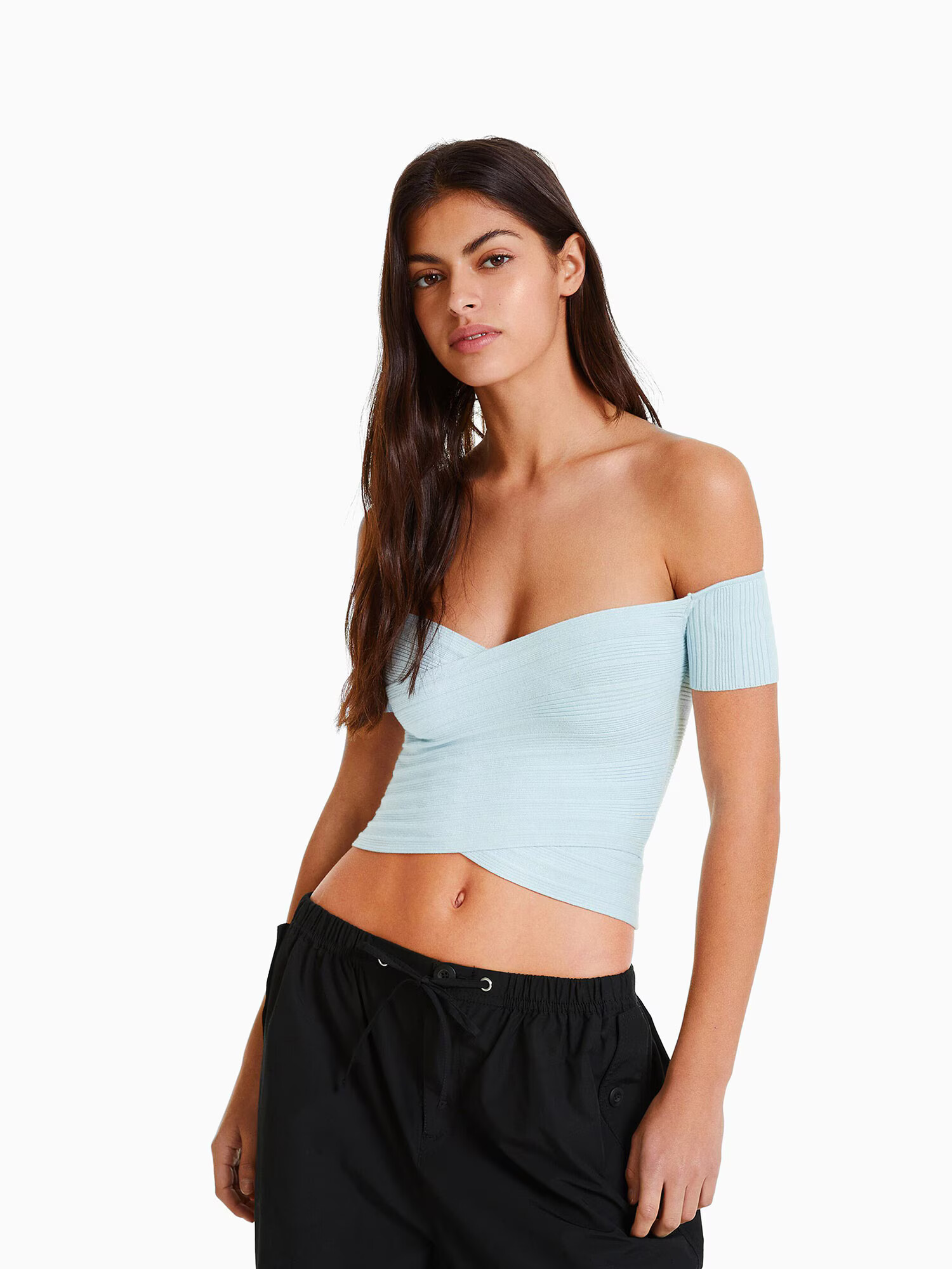 Bershka Top albastru deschis - Pled.ro