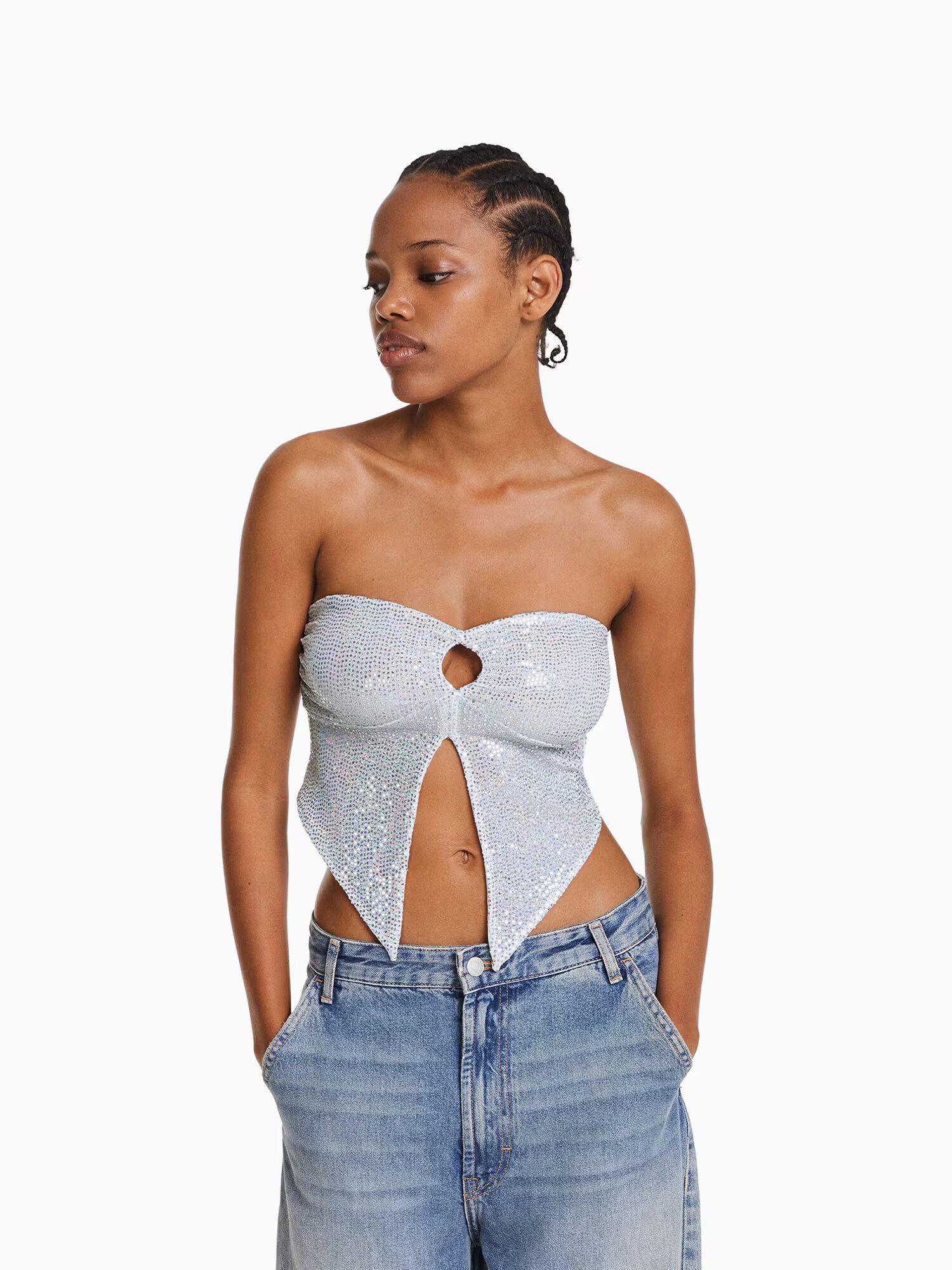 Bershka Top argintiu - Pled.ro