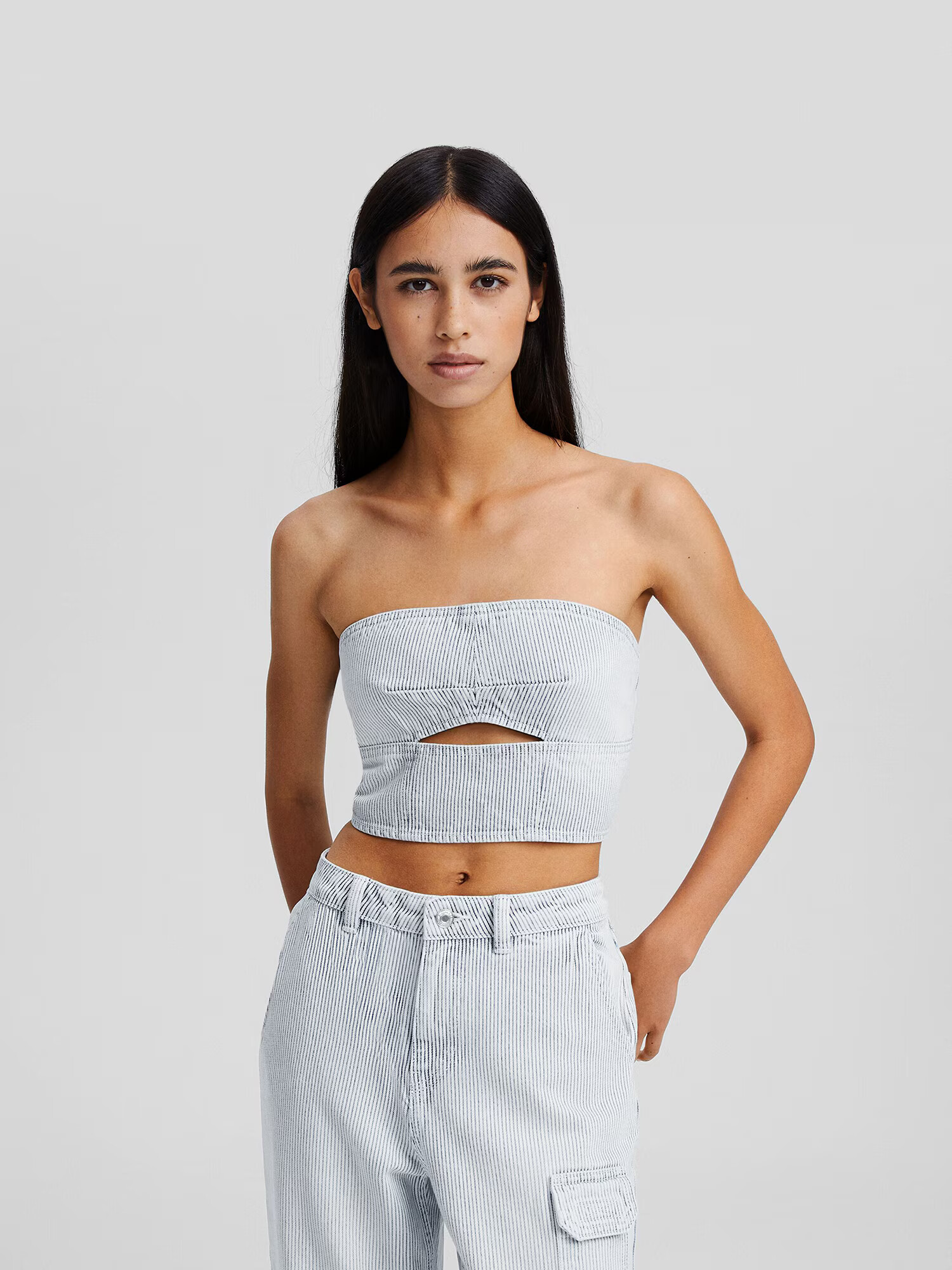 Bershka Top bleumarin / albastru pastel - Pled.ro