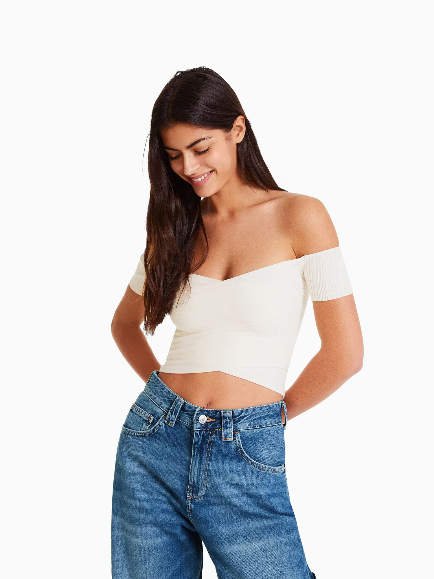 Bershka Top ecru - Pled.ro