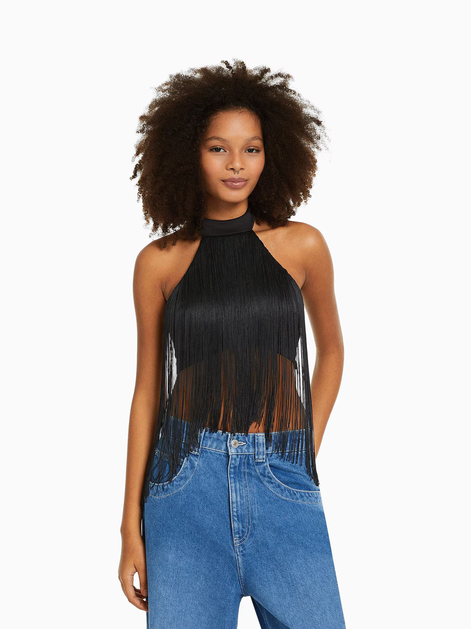 Bershka Top negru - Pled.ro