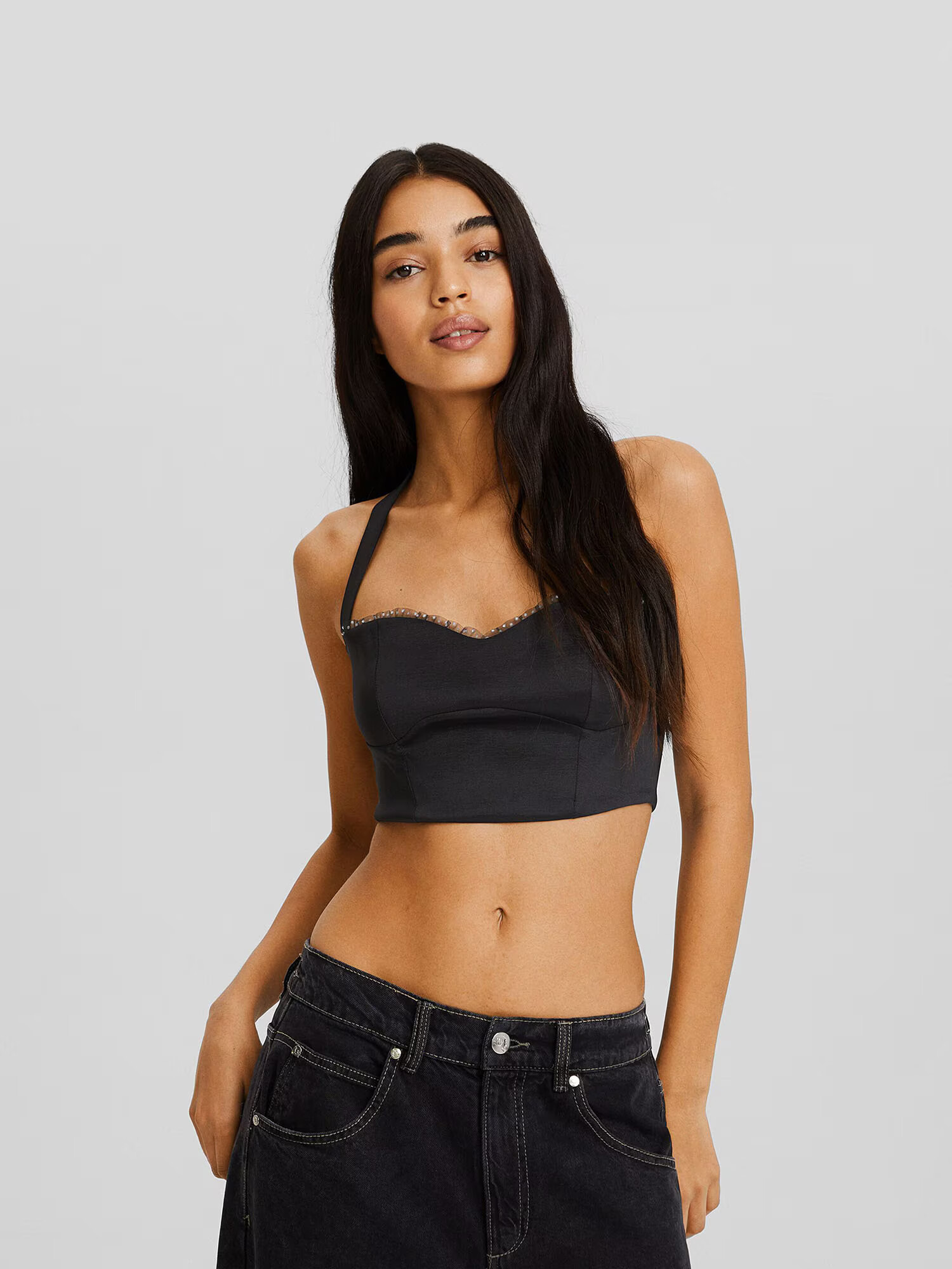 Bershka Top negru - Pled.ro