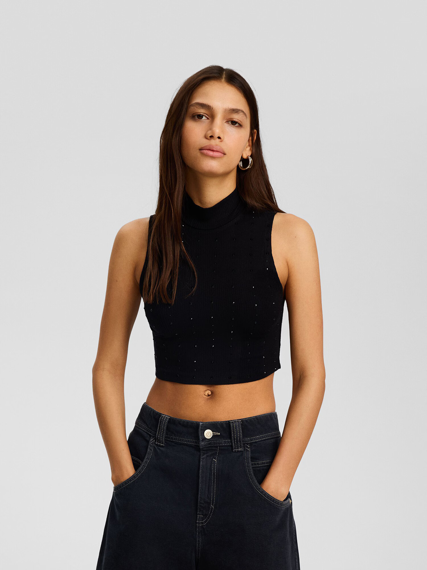 Bershka Top negru - Pled.ro