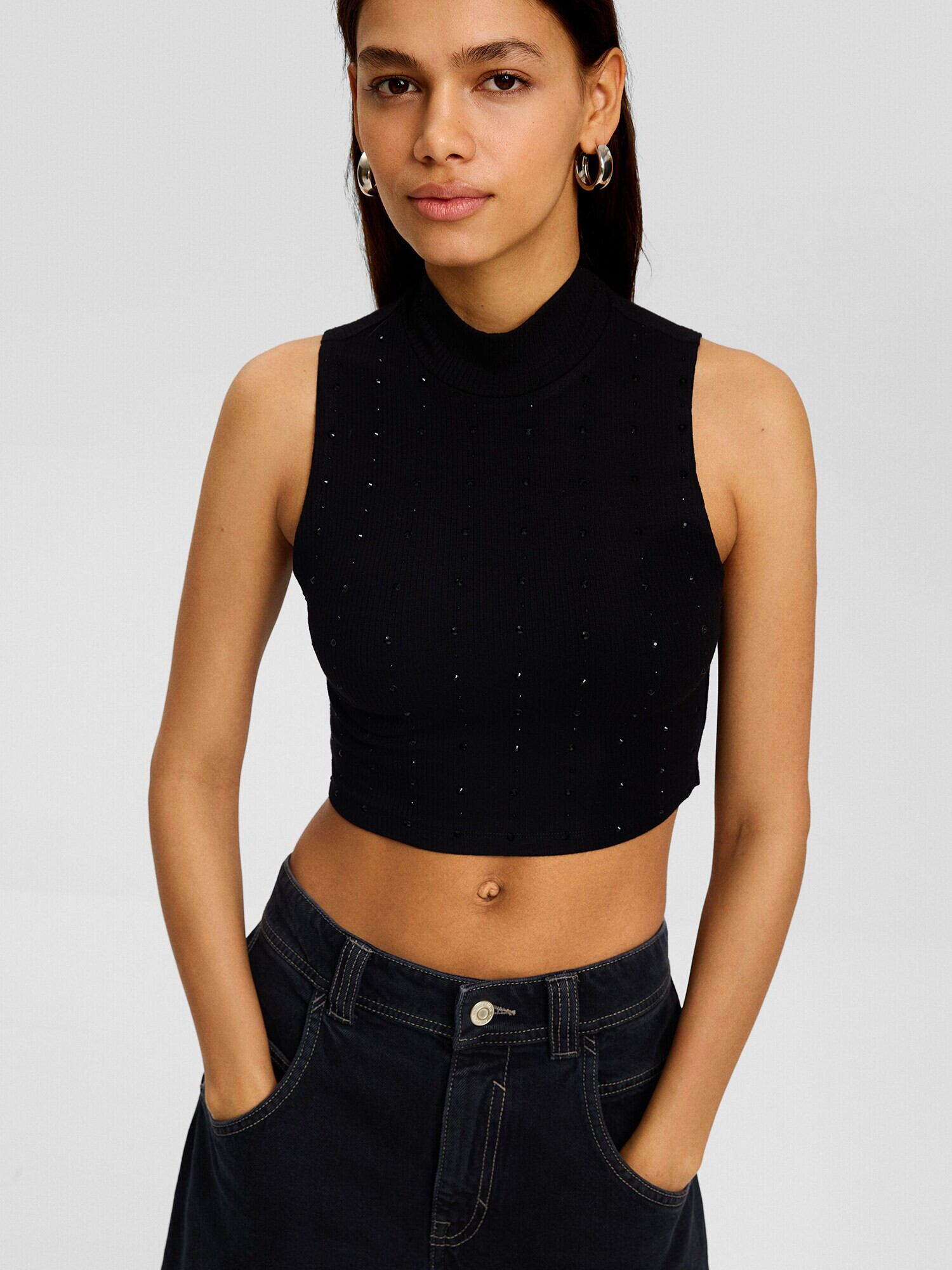 Bershka Top negru - Pled.ro