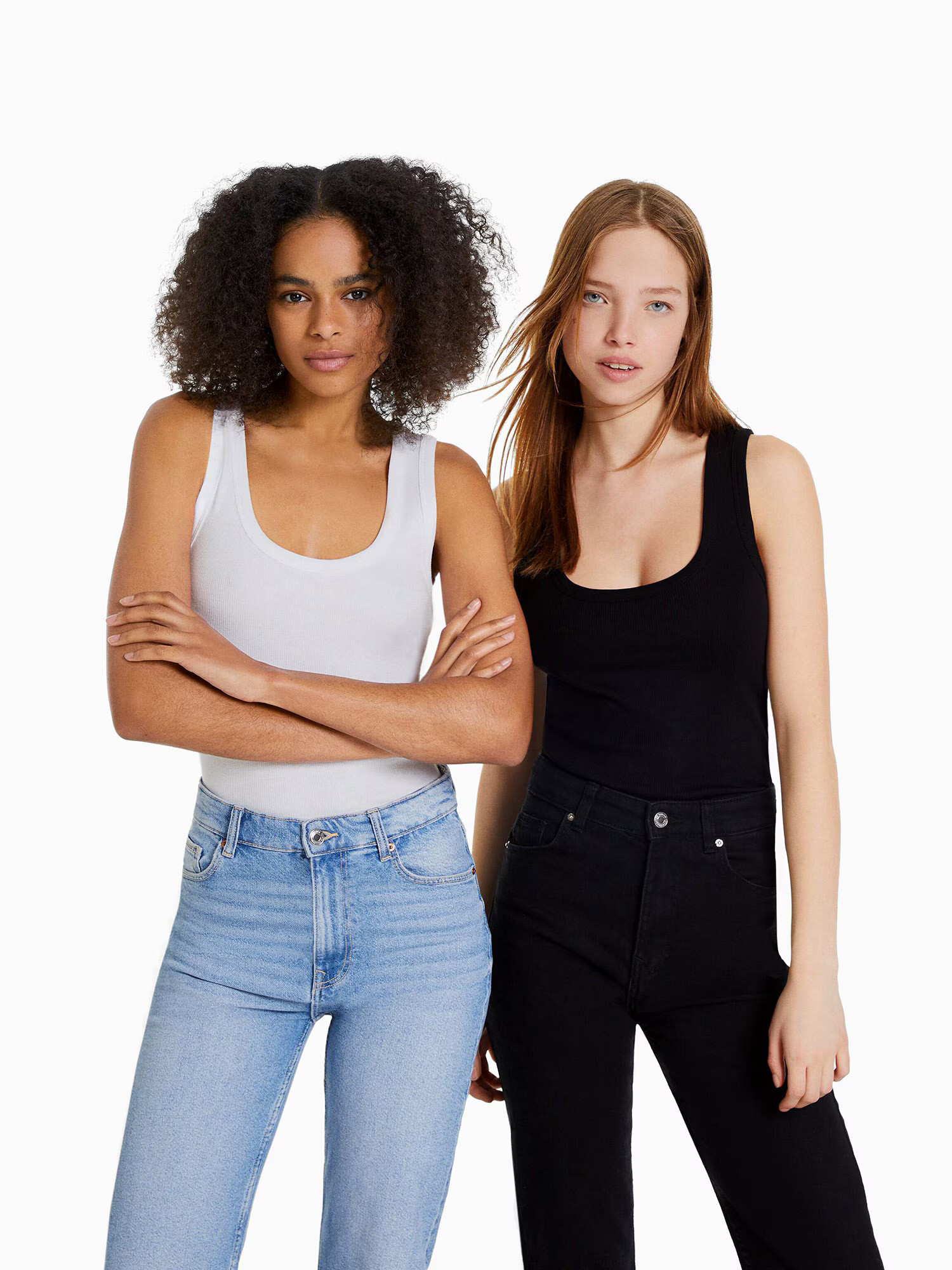 Bershka Top negru / alb - Pled.ro