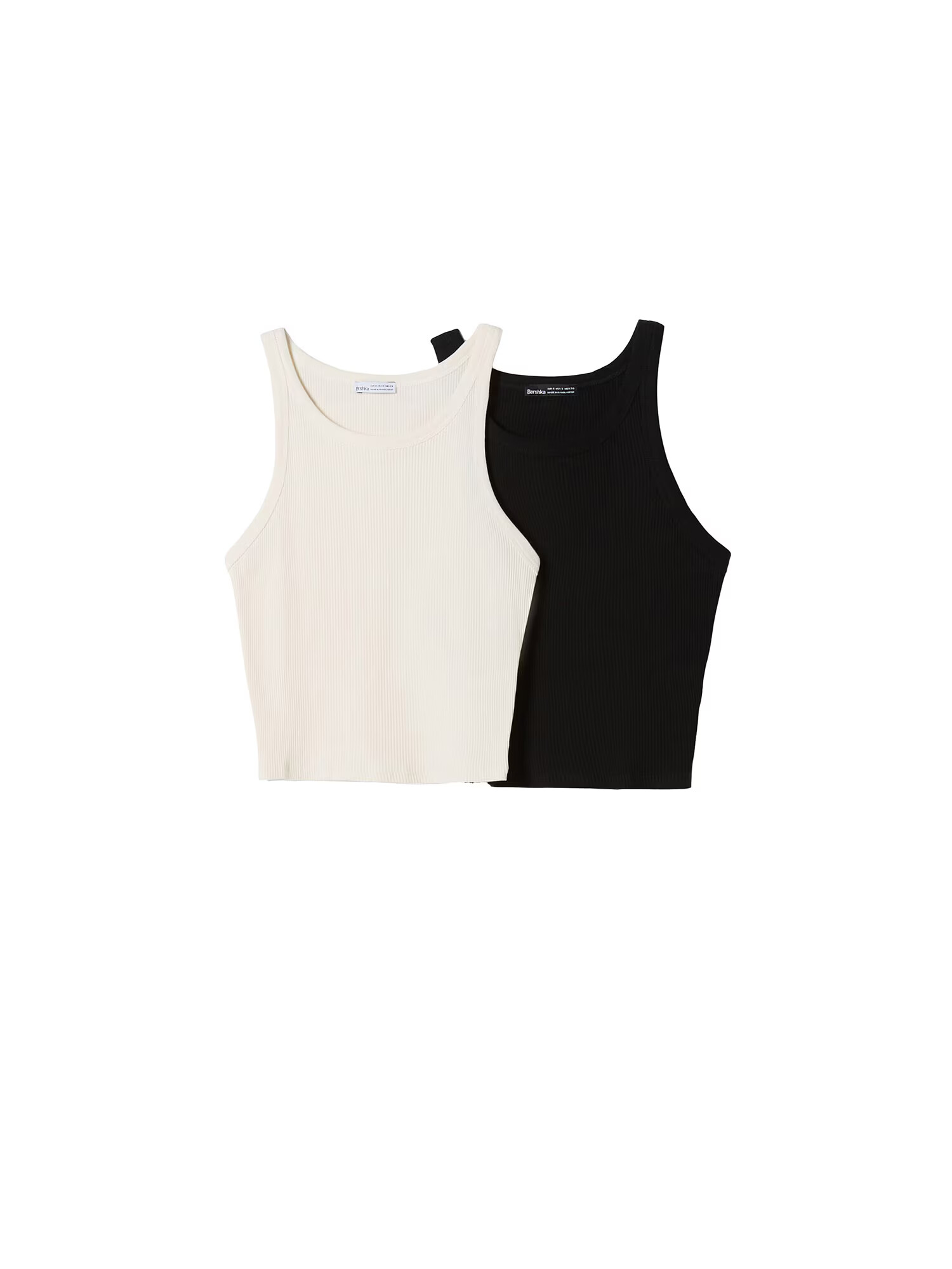 Bershka Top negru / alb - Pled.ro