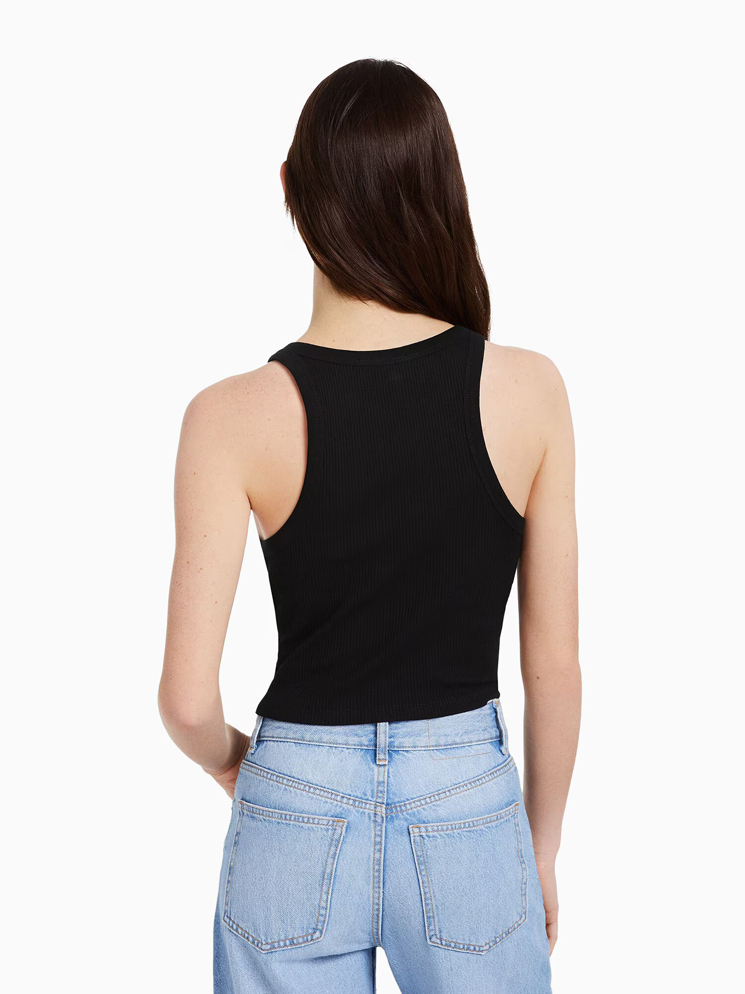 Bershka Top negru / alb - Pled.ro