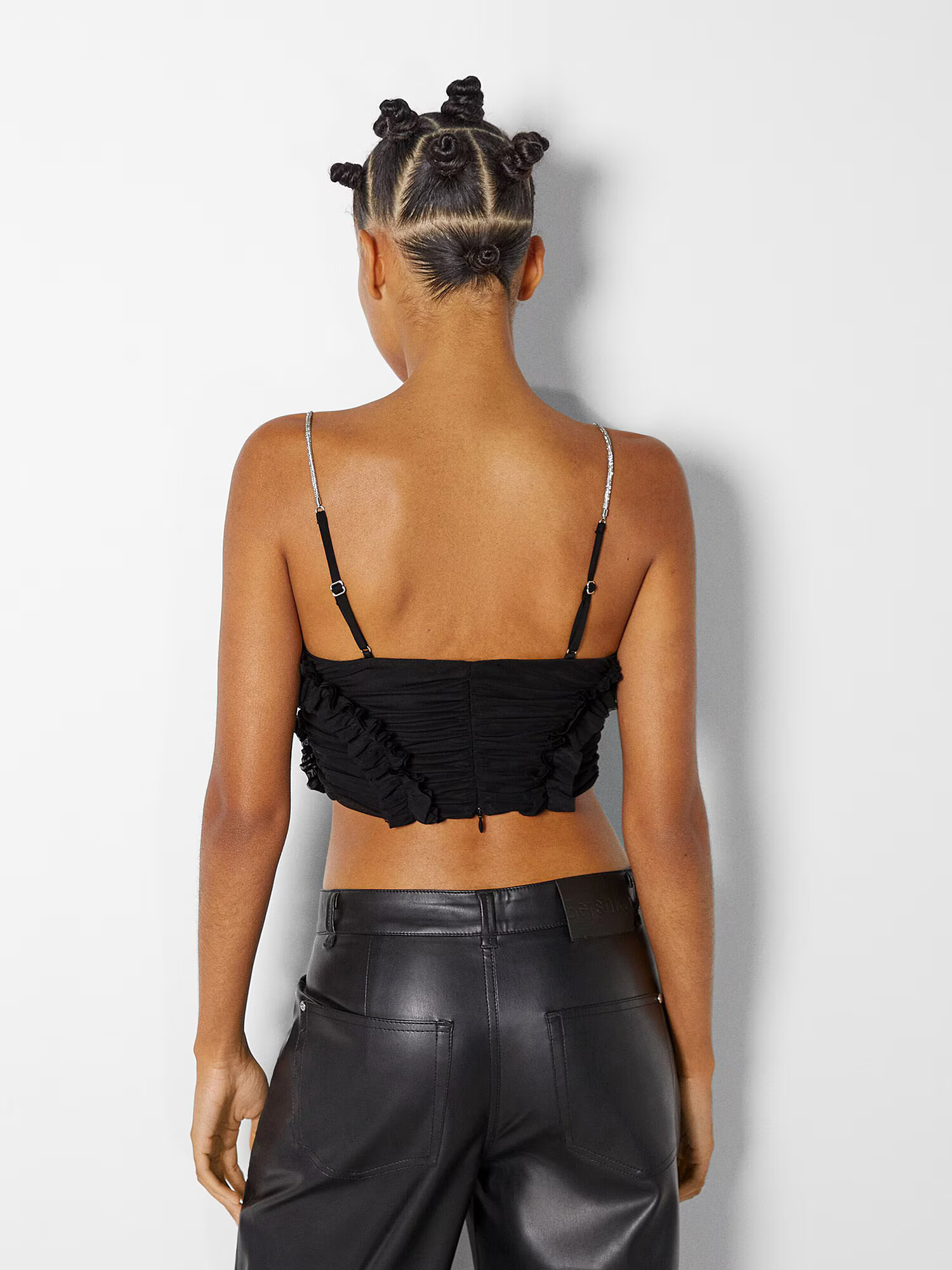 Bershka Top negru / argintiu - Pled.ro