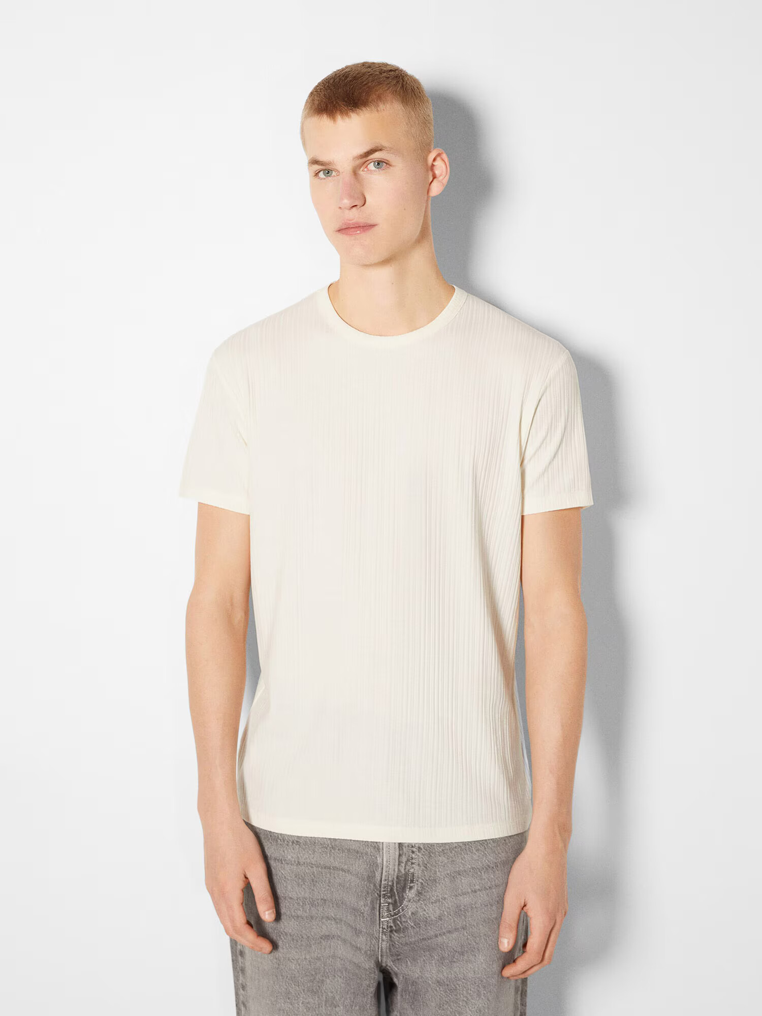 Bershka Tricou alb natural - Pled.ro