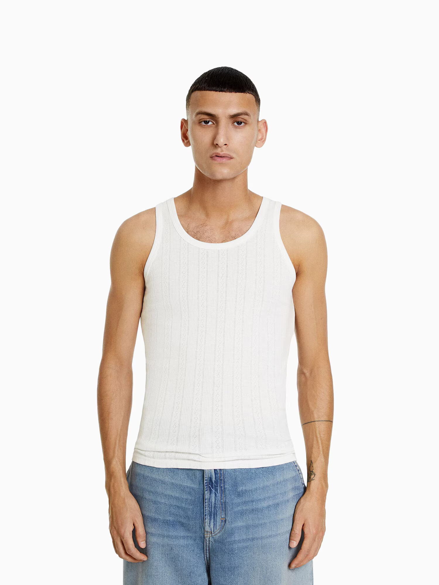 Bershka Tricou alb natural - Pled.ro