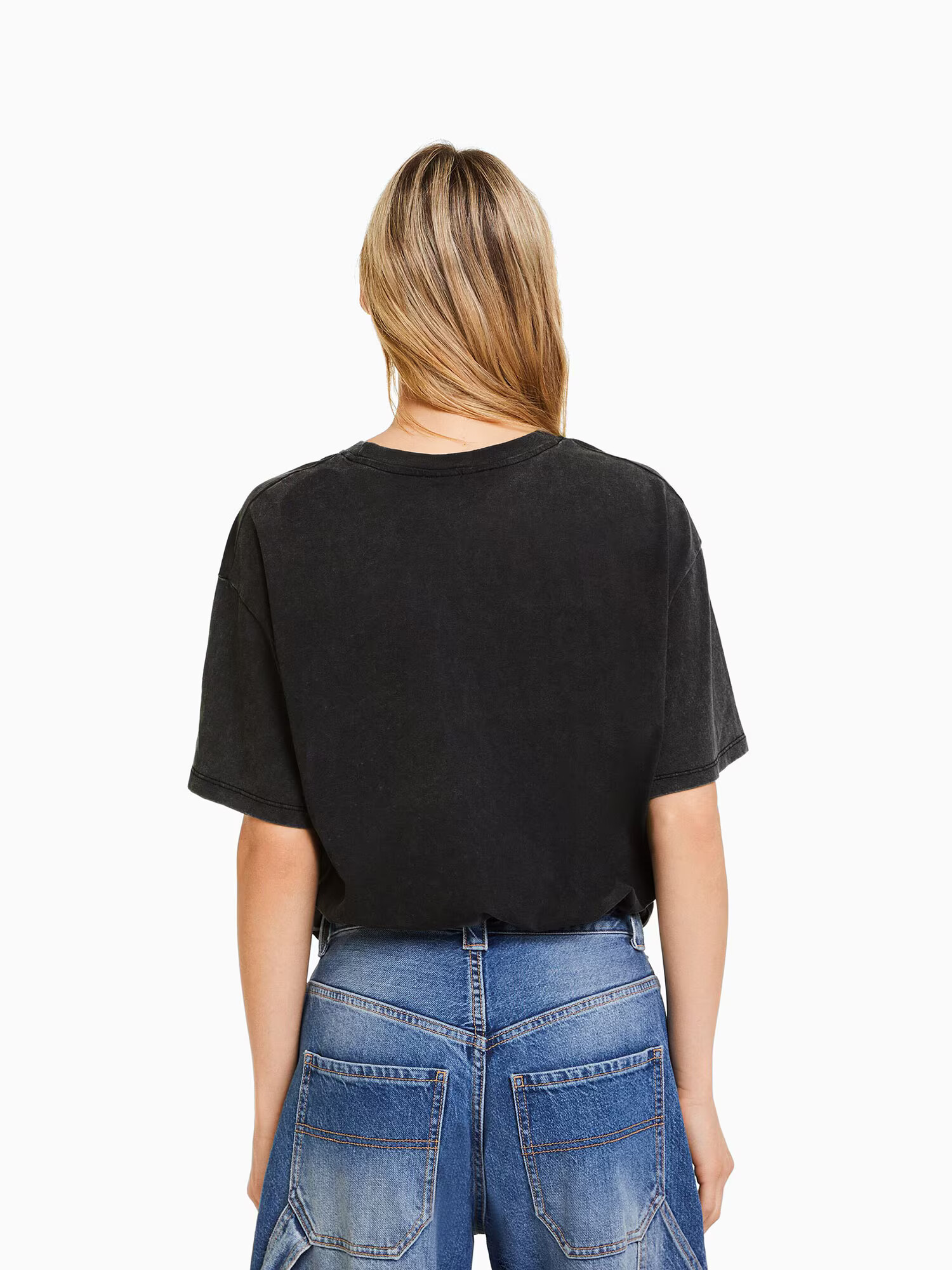 Bershka Tricou albastru deschis / roz / negru - Pled.ro